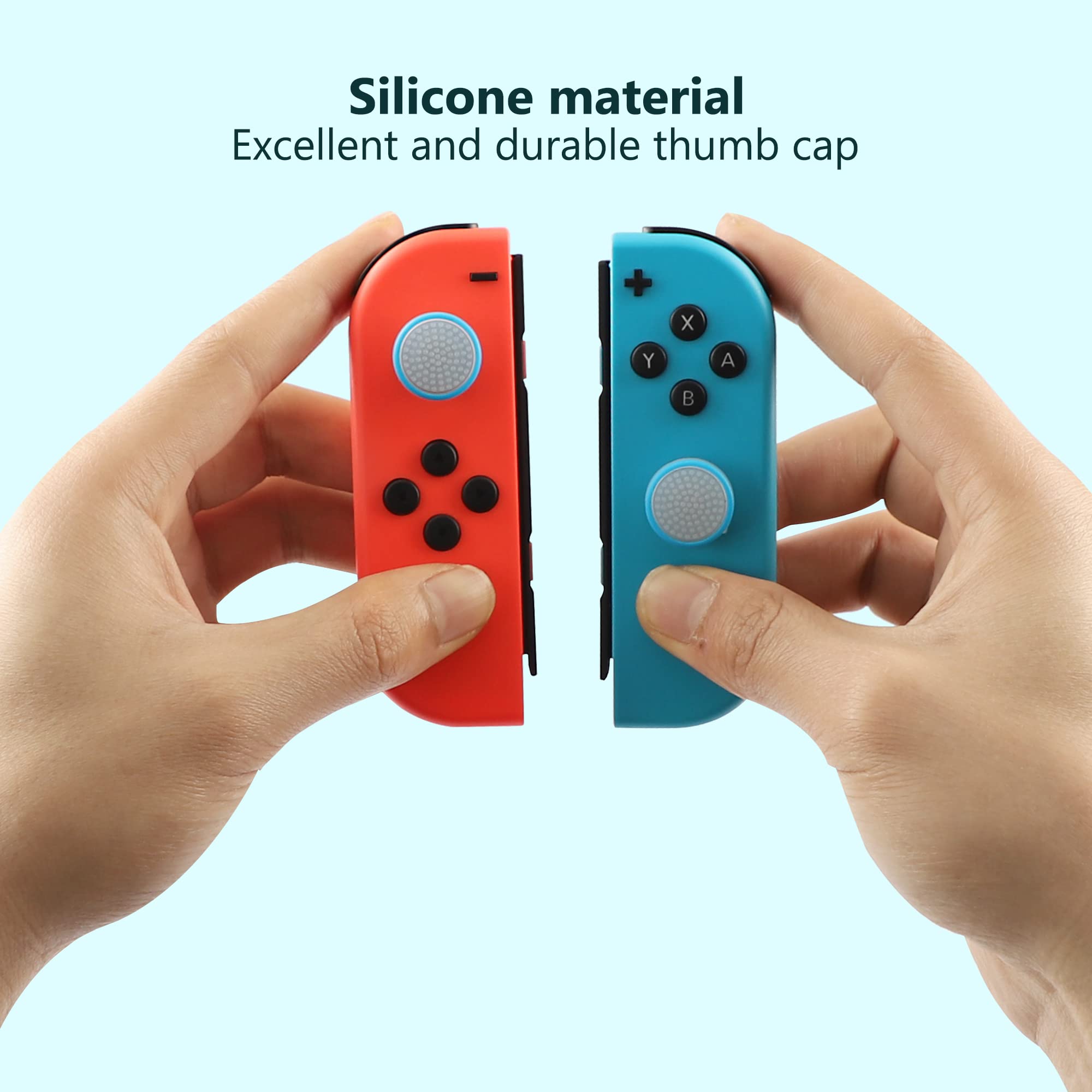 6PCS Non-Slip Silicone Thumb Grip Caps for Nintendo Switch Joycon/OLED/Lite Controllers - Transparent Blue Joystick Covers for Enhanced Gaming Comfort & Control - Perfect for Long Gaming Sessions & Competitive Play