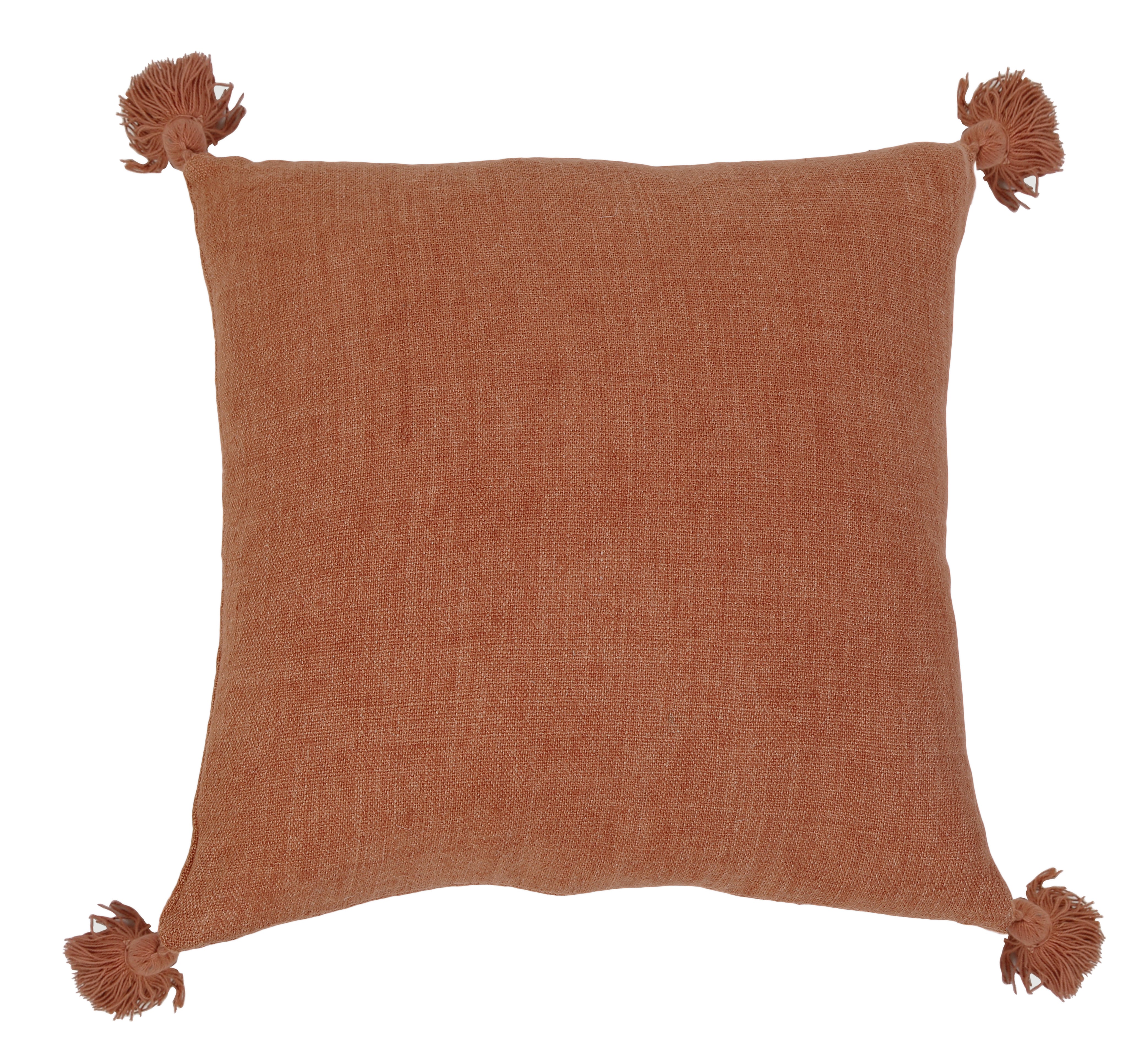 Montauk Decorative Throw Pillow with Tassels - Soft Bohemian Style Cushion for Sofa, Bed & Home Decor