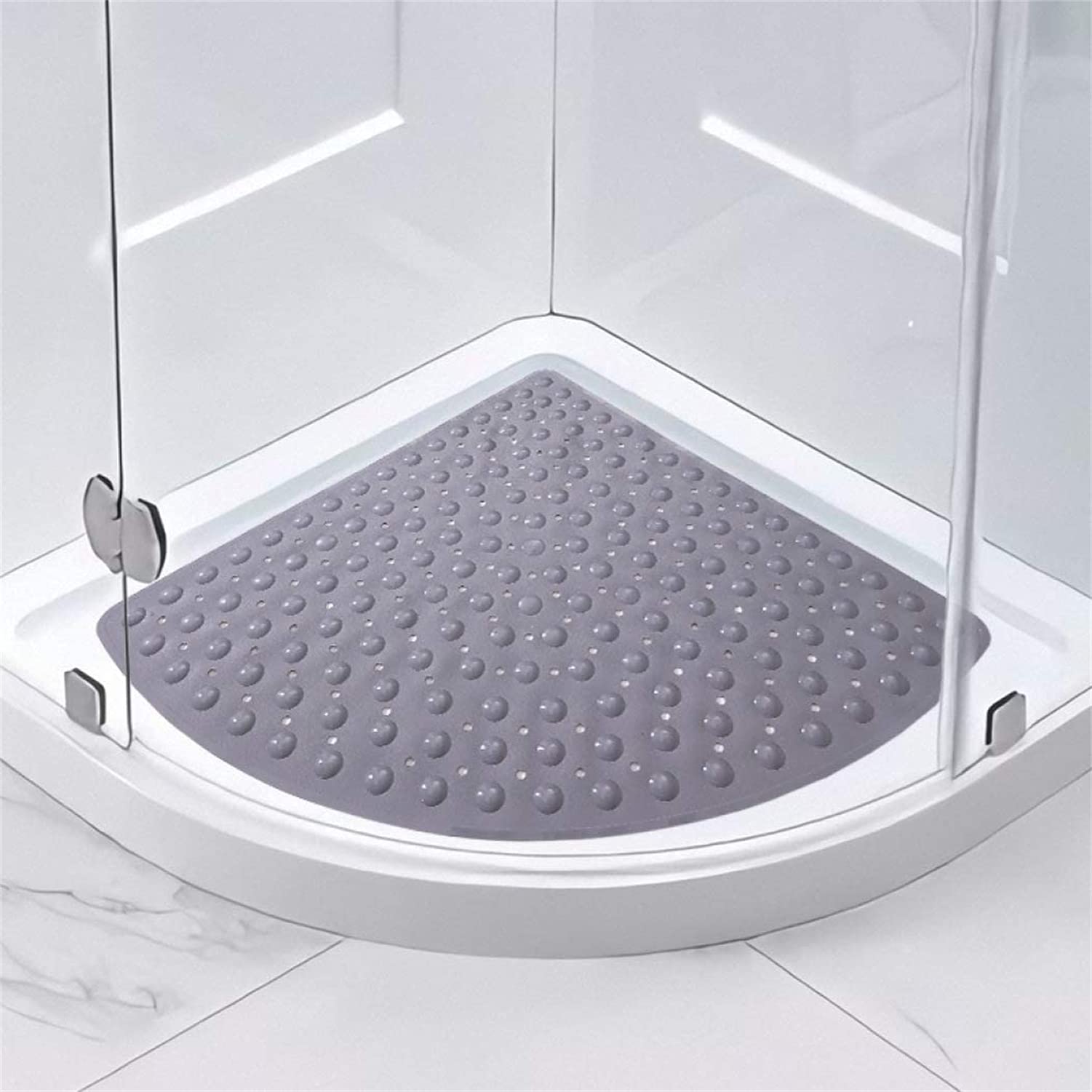 Non-Slip Corner Shower Mat with Suction Cups & Drain Holes - Machine Washable Bathroom Anti-Slip Quadrant Mat for Shower Stall - Perfect for Wet Bathrooms, Elderly Safety & Kids' Bath Time