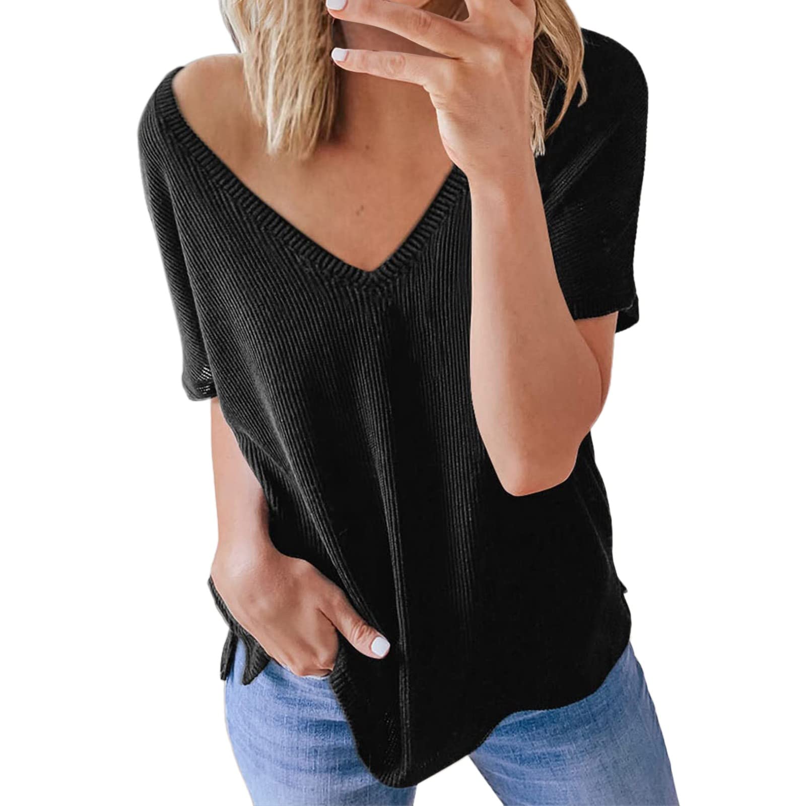 Plus Size Women's Long Sleeve V-Neck Tunic Tops - Casual Fall Shirts & Tank Tops for Women | Perfect for Office Wear, Layering & Everyday Comfort