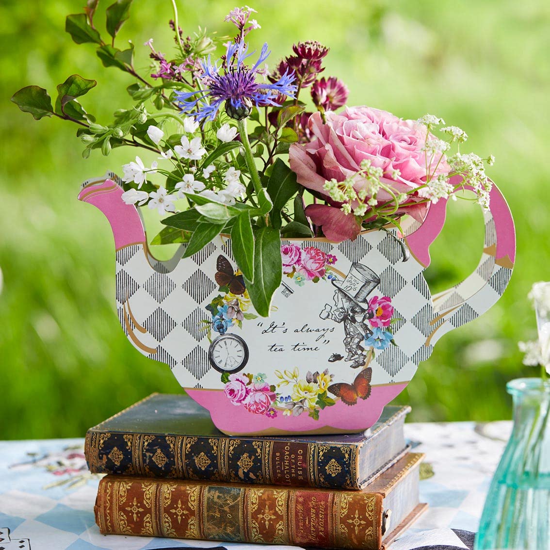 Talking Tables Truly Alice Teapot Vase - Colorful Table Centerpiece for Tea Party Decorations & Alice in Wonderland Themed Events - Perfect for Birthday Parties, Bridal Showers & Afternoon Tea Gatherings