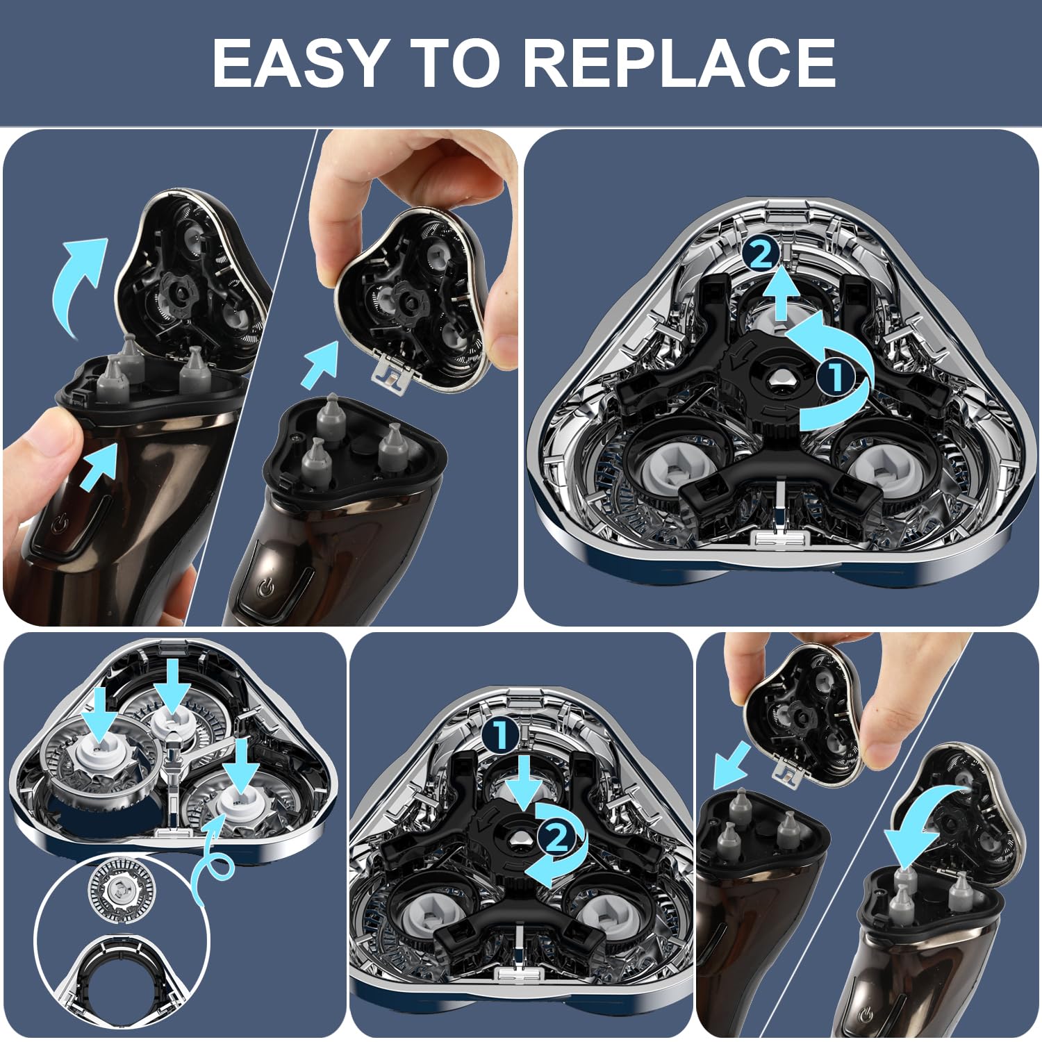 Premium Replacement Shaver Heads for Men's Electric Razors - Compatible with Most Brands - Smooth Shaving Experience for Daily Grooming & Travel Use