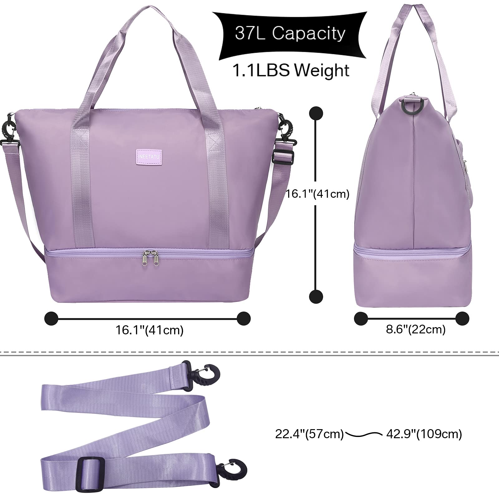 Women's Travel Duffle Bag - Waterproof Weekender Overnight Bag with Shoe Compartment | Carry On Duffel for Gym, Sports & Weekend Getaways | Perfect for Workouts, Travel & Short Trips