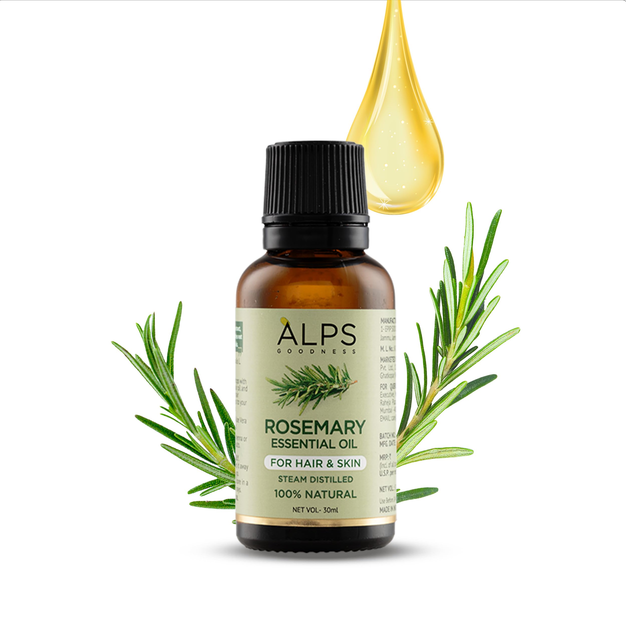 100% Pure & Natural Rosemary Essential Oil for Hair Growth - 30ml | Promotes Thicker, Shinier Hair & Scalp Health | Suitable for All Hair Types | Perfect for Daily Hair Care, Massage & Aromatherapy