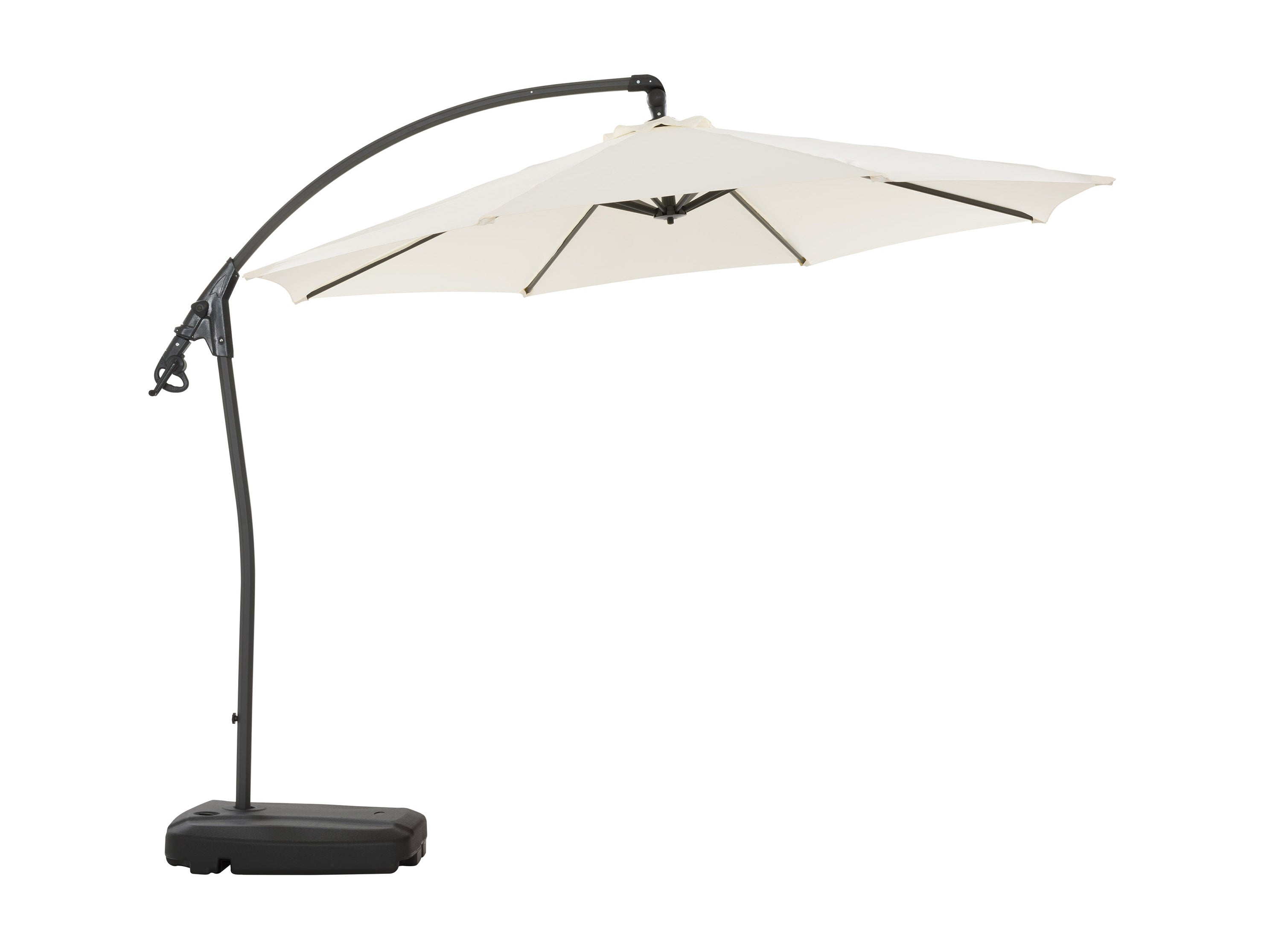 10ft White Cantilever Umbrella with Heavy Duty Base - Outdoor Patio, Poolside, and Garden Shade Solution