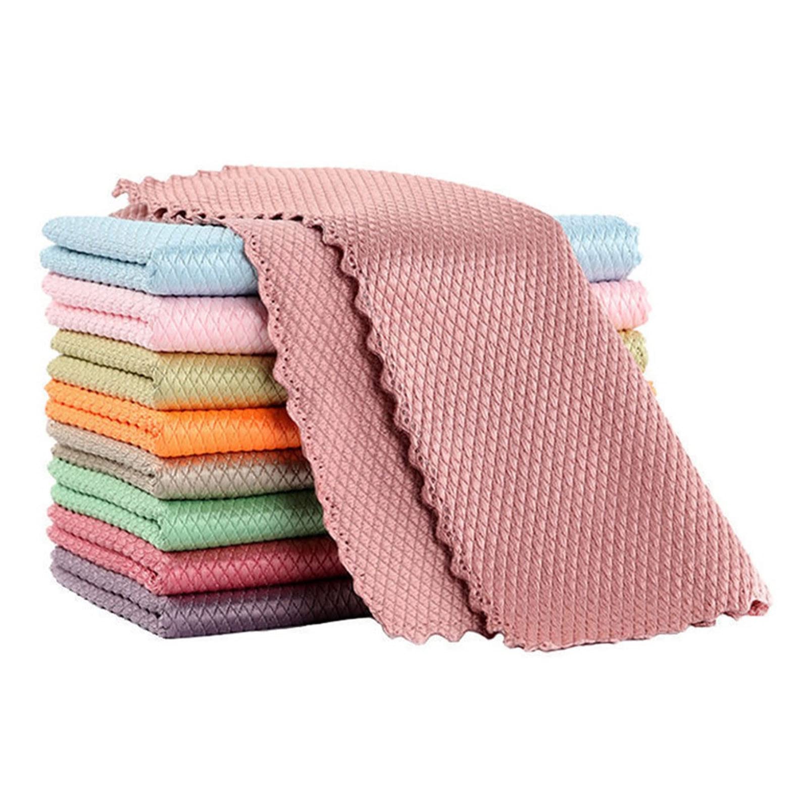 3PCS Microfiber Dish Cloths - Random Colors for Kitchen Cleaning & Dishes Washing - Perfect for Thanksgiving & Bar Use