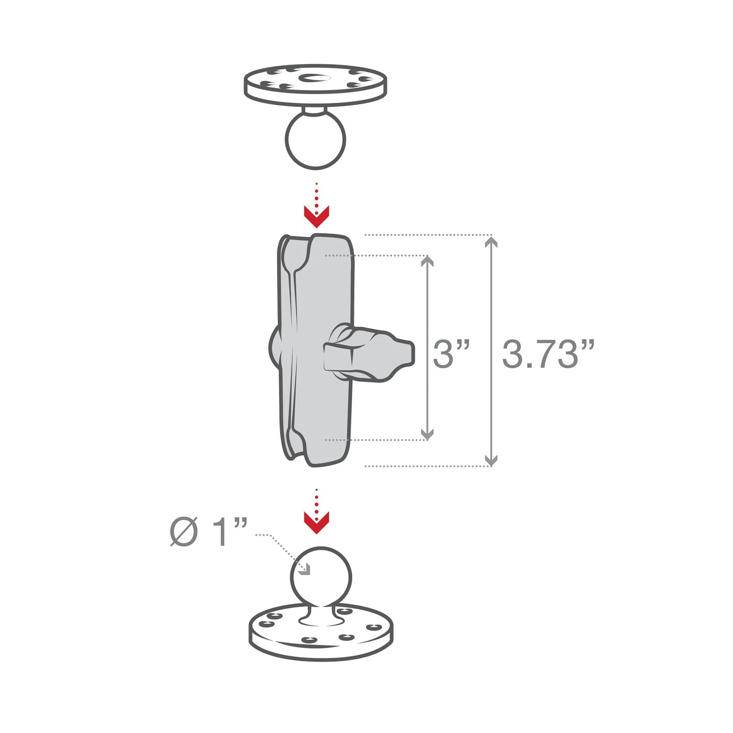 RAM B-201U Double Socket Arm for 1