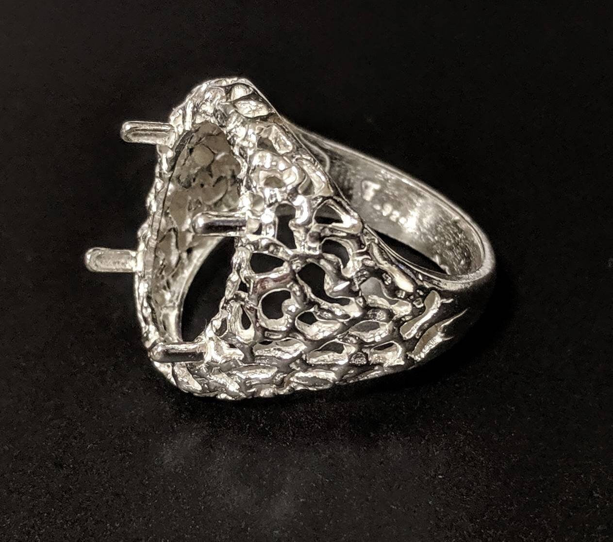 Solid Sterling Silver or 14kt Gold 7x5mm 18x13mm Oval Cabochon Blank for Men's Ring Shank Setting - Size 9 (163033/143033) - Perfect for Handmade Jewelry & Custom Ring Designs
