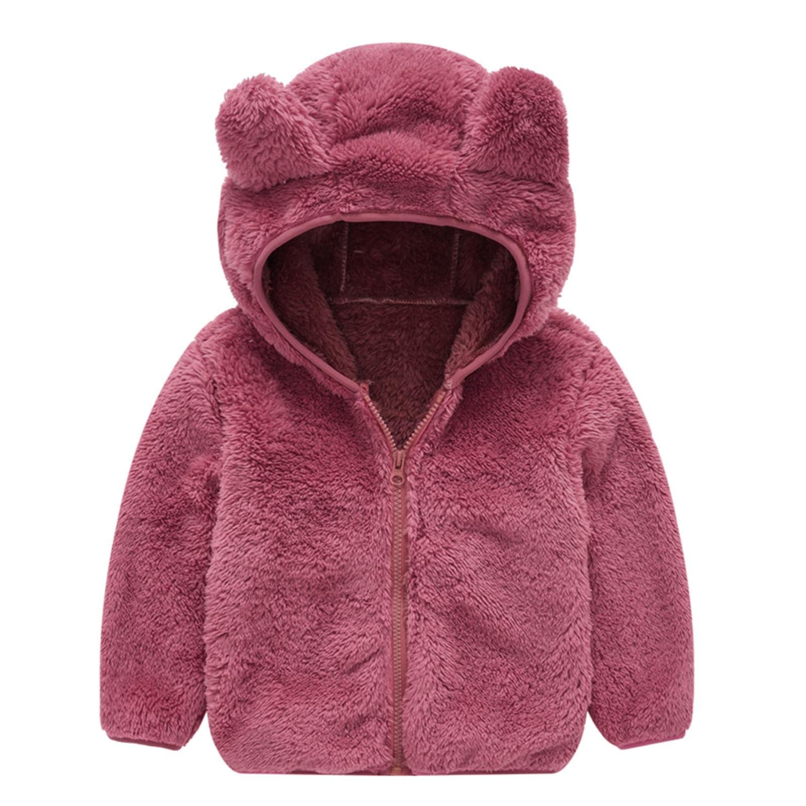 Adorable Baby Boys & Girls Fleece Hooded Jacket with Bear Ears - Warm Winter Snowsuit Zip-Up Jumpsuit Romper for Toddlers | Perfect for Outdoor Play, Snow Days & Cozy Winter Adventures