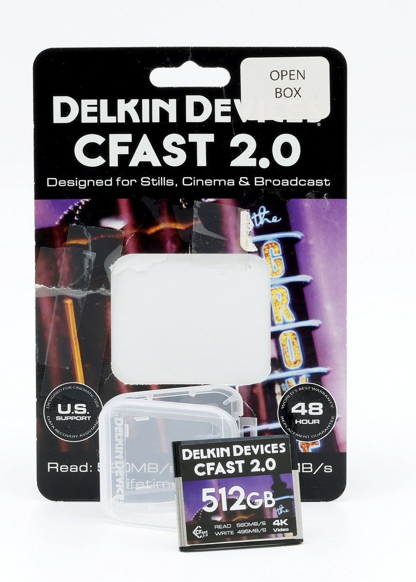 Open Box Delkin Devices CFast 2.0 512GB Cinema Memory Card for Professional 4K/8K Video Cameras - Perfect for Filmmaking, Broadcast & High-Speed Photography