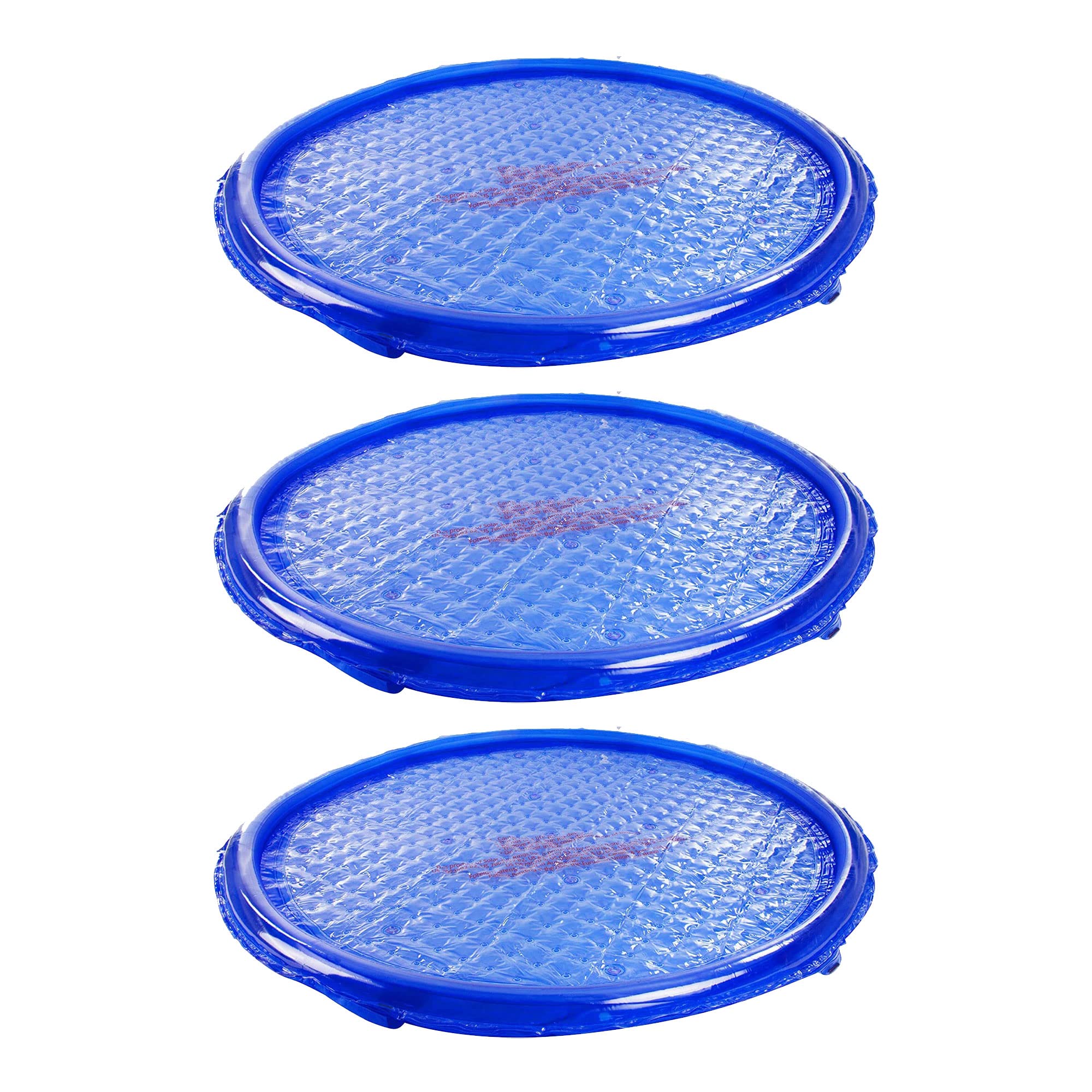 Solar Pool Heater Rings - 3 Pack UV Resistant Circular Solar Covers for Above Ground & Inground Swimming Pools, Hot Tubs and Spas - Blue | Energy Efficient Water Heating Accessory for Backyard, Patio & Outdoor Relaxation