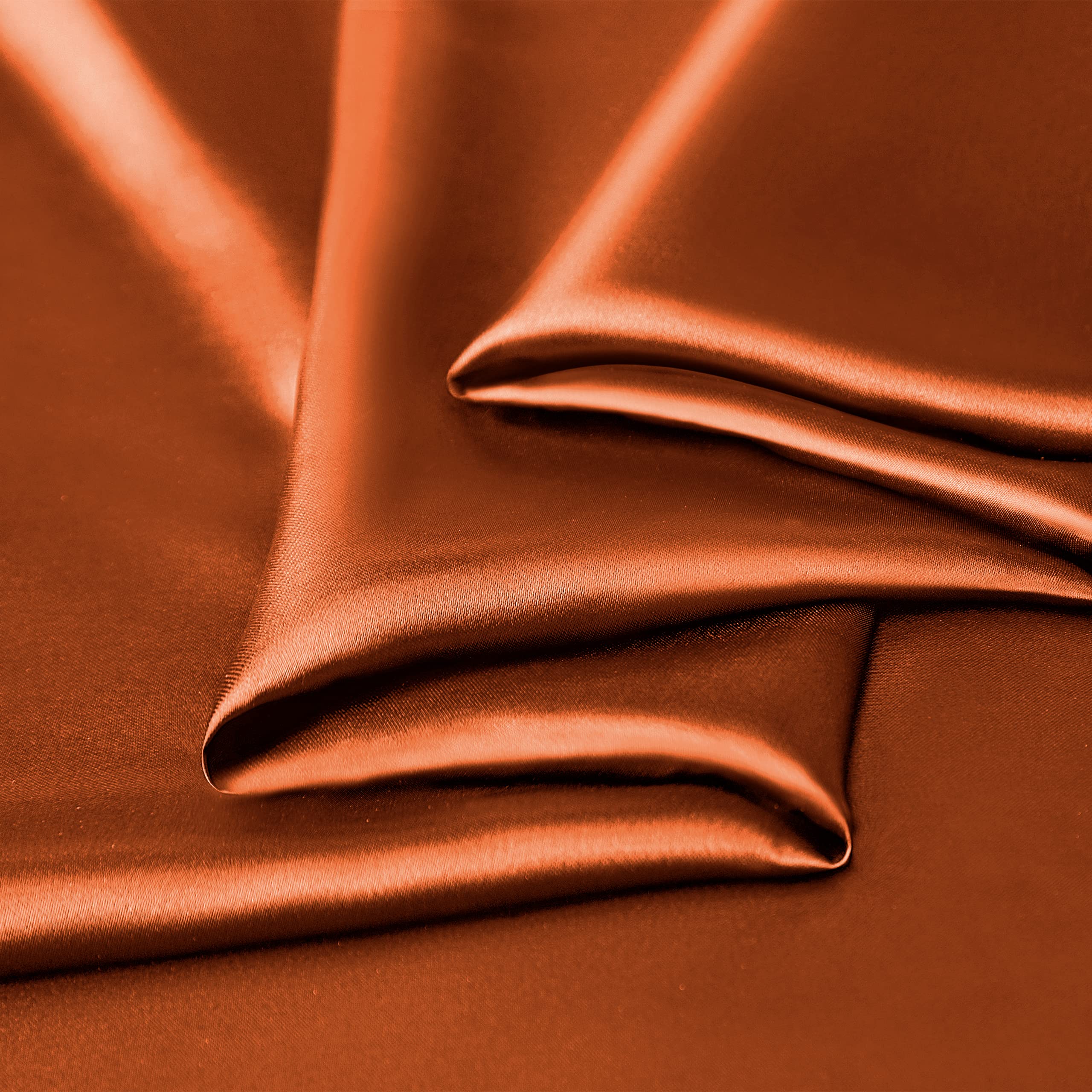 Luxury Satin Queen Sheets Set - 4 Piece Soft Bedding Set with Fitted & Flat Sheets and Pillowcases in Rust Orange | Perfect for Master Bedroom, Guest Room & Hotel Decor