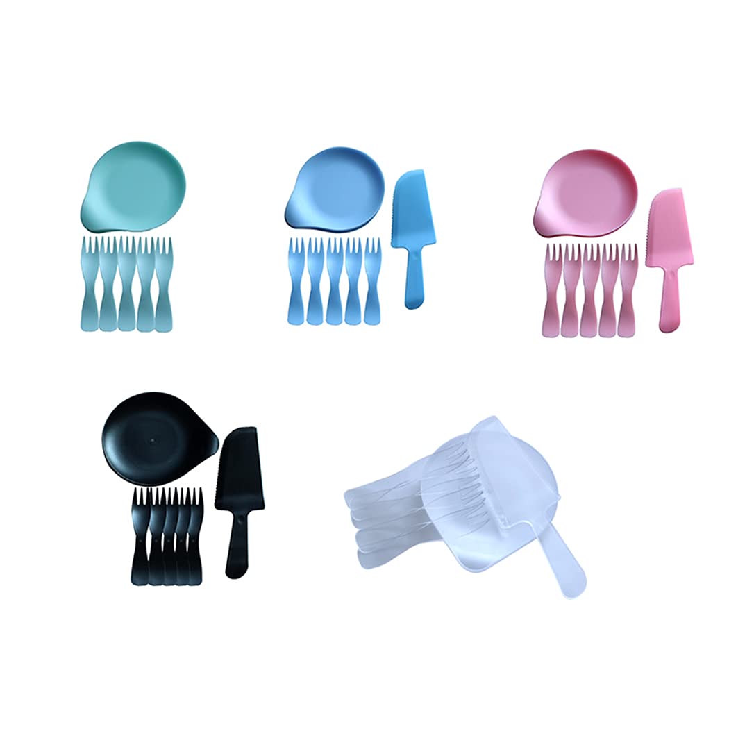 HOIRIX 55-Piece Heavyweight Disposable Plastic Cutlery Set - 25 Forks, 25 Plates, 5 Knives - Durable Eco-Friendly Picnic, Party & BBQ Supplies for Outdoor Dining, Camping & Events