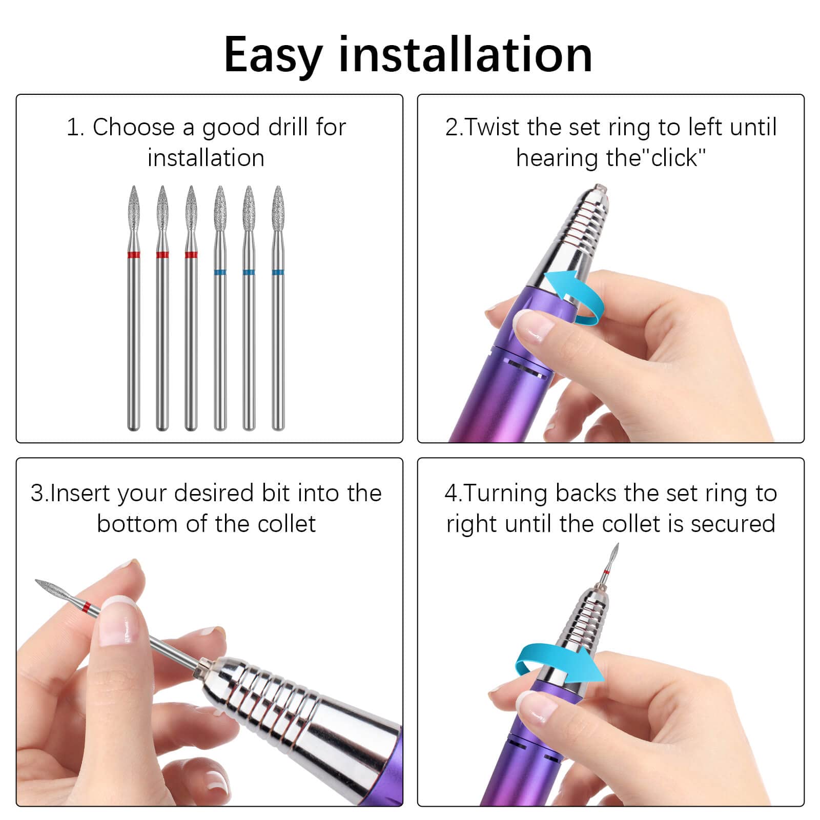 Flame Cuticle Drill Bit for Electric Nail File Machine - 3/32