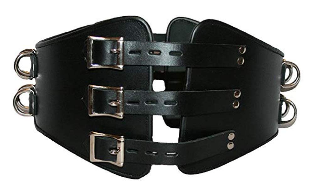 Men's Genuine Black Cow Leather Heavy Duty Bondage Corset Cincher - Perfect for BDSM, Fetish Wear & Gothic Fashion