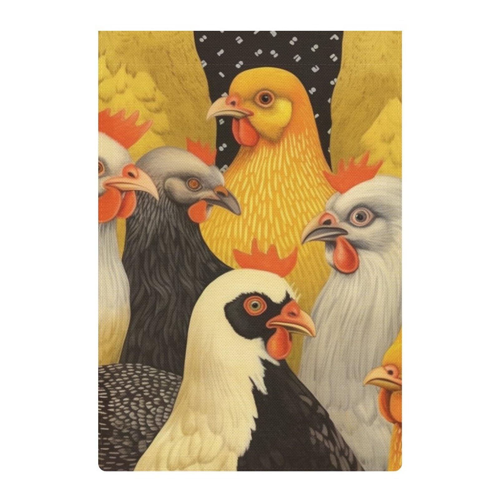 Vintage Rooster Farmhouse Welcome Garden Flag - 12x18 Inch Double Sided Outdoor Yard Decor, Black & White Chicken Design with Yellow Accents for Spring & Summer | Perfect for Porch, Lawn, Garden & Farmhouse Style Home Decor