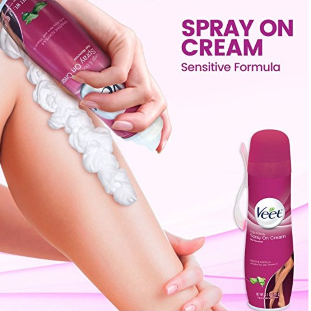 Veet Spray-On Hair Removal Cream for Legs & Body - 5.1 oz (12 Pack) | Fast & Painless Hair Removal | Smooth Skin for Summer, Beach & Special Occasions