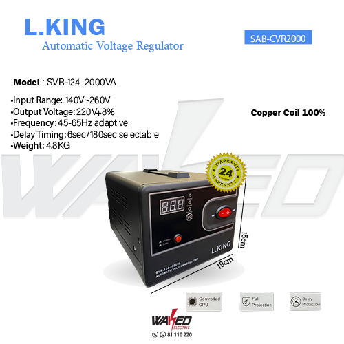 LKING 2000VA Automatic Voltage Regulator - Stable Power Supply for Home & Office Electronics - Perfect for Computers, TVs, Appliances & Sensitive Equipment