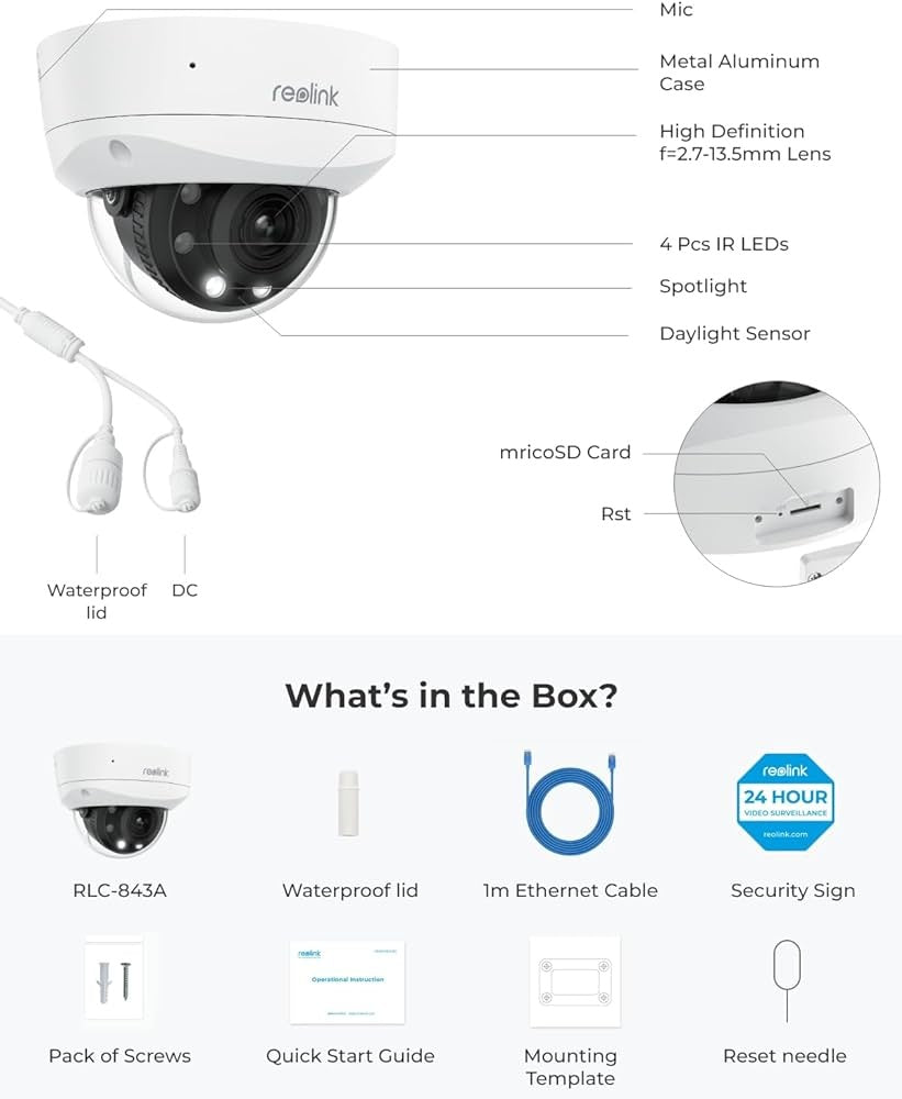 P437 Smart 4K PoE Security Camera with 5X Optical Zoom - Outdoor/Indoor Surveillance for Home & Business Protection