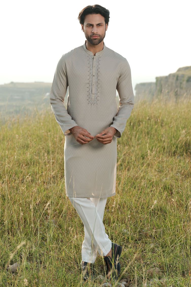 Stylish Blended Green Kurta by J. Junaid Jamshed - Perfect for Casual Wear, Festivals & Ethnic Fashion