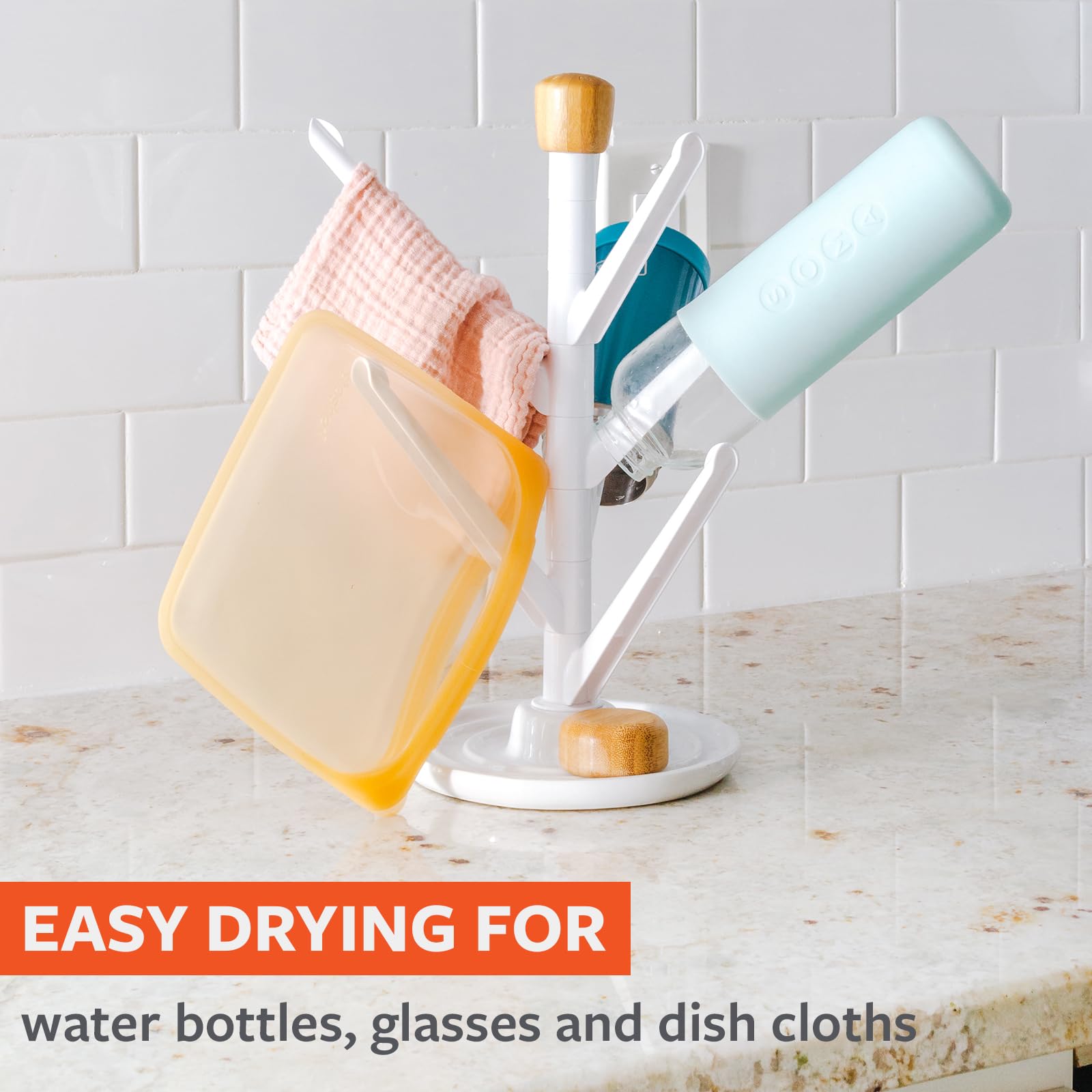 Full Circle Branch Out Kitchen Sink Accessories Set - White Sinkside Organizer for Sponges, Brushes & Soap | Perfect for Kitchen Countertop & Bathroom Sink Organization