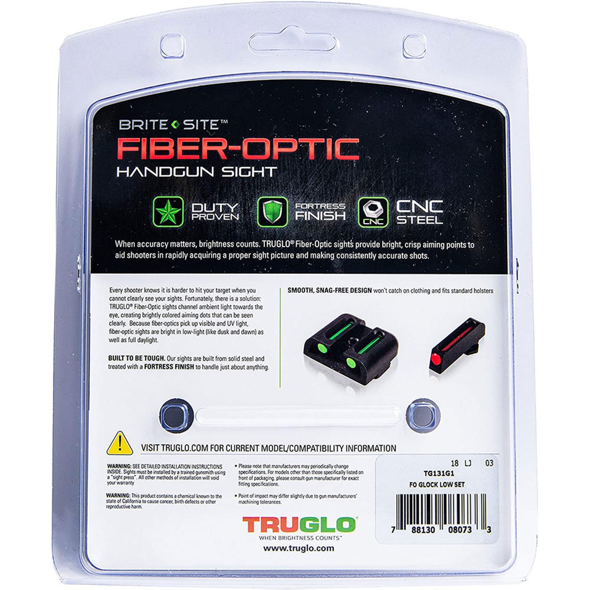 TruGlo Fiber Optic Handgun Pistol Laser Sight Accessories - High Precision Red Dot Sight for Pistols & Handguns - Perfect for Home Defense, Target Shooting & Tactical Training