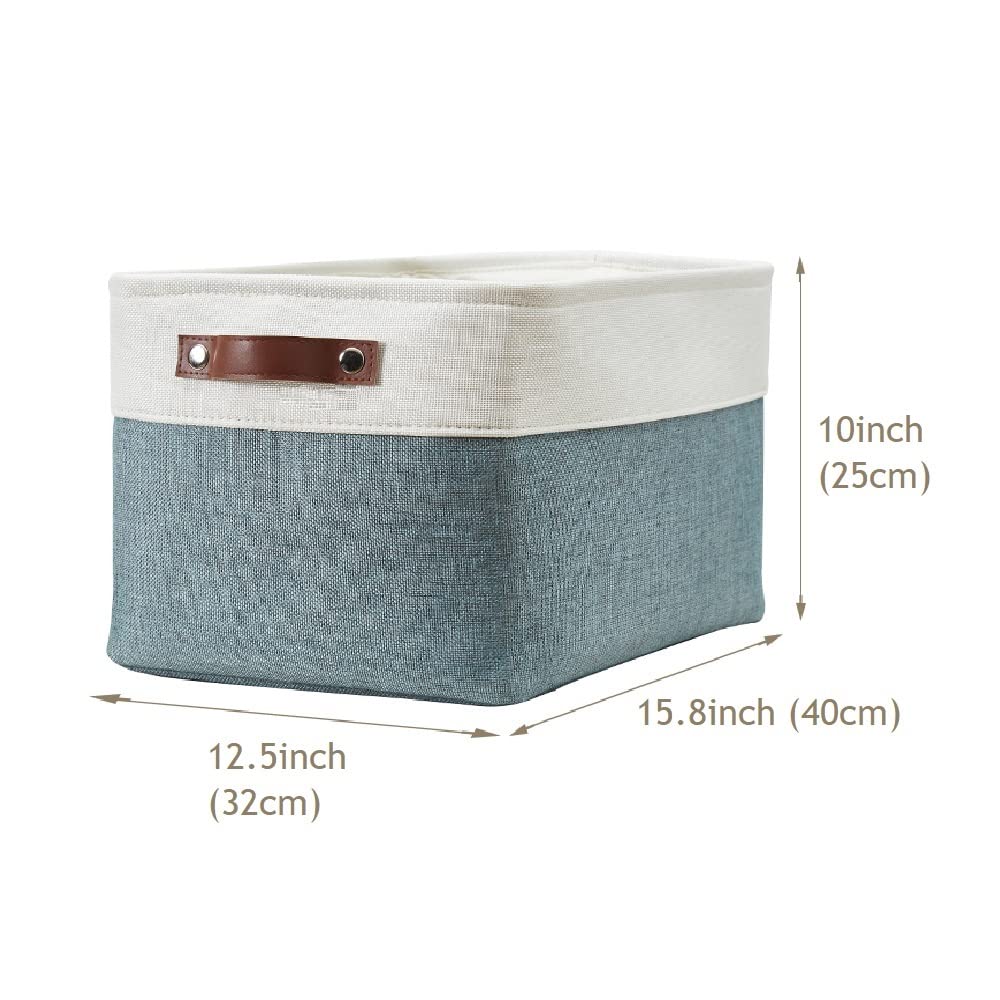 DECOMOMO Fabric Storage Bins - XL 3-Pack Organizing Baskets for Shelves, Closet, Nursery & Toy Storage | Green & White | Perfect for Home Organization & Kids Room Decor
