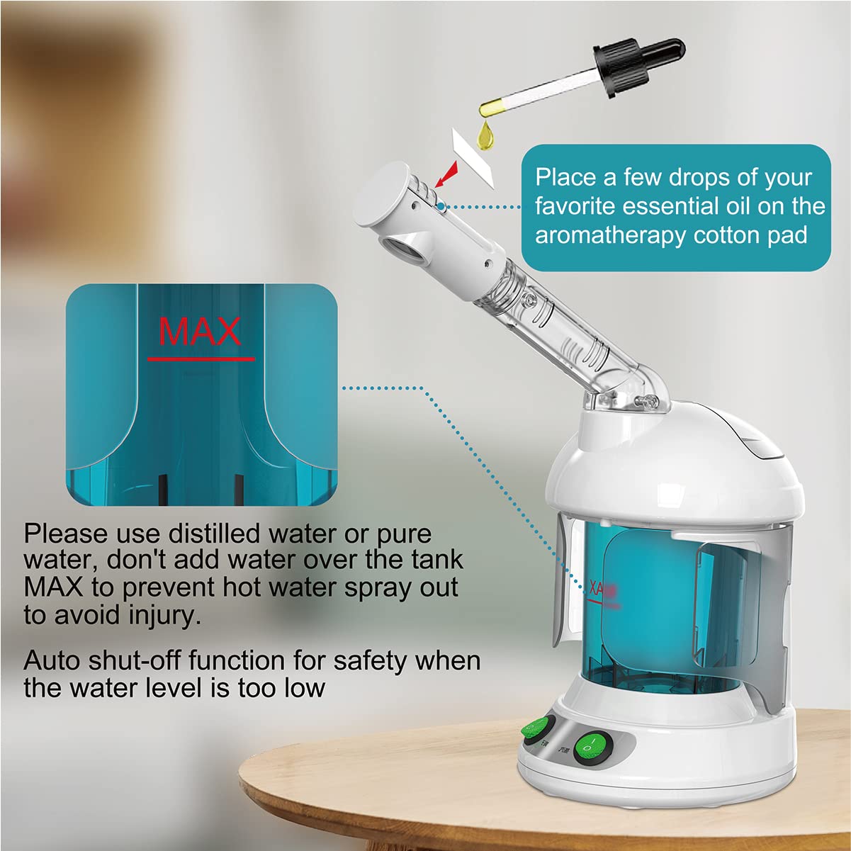 Professional Ozone Facial Steamer with 360° Rotatable Arm - 40 Minute Steam Time for Deep Cleansing - Portable Humidifier for Unclogging Pores & Blackheads - Perfect for Home Spa & Salon Facial Treatments (White) - Ideal for Skincare Routine, Relaxation & Professional Beauty Services