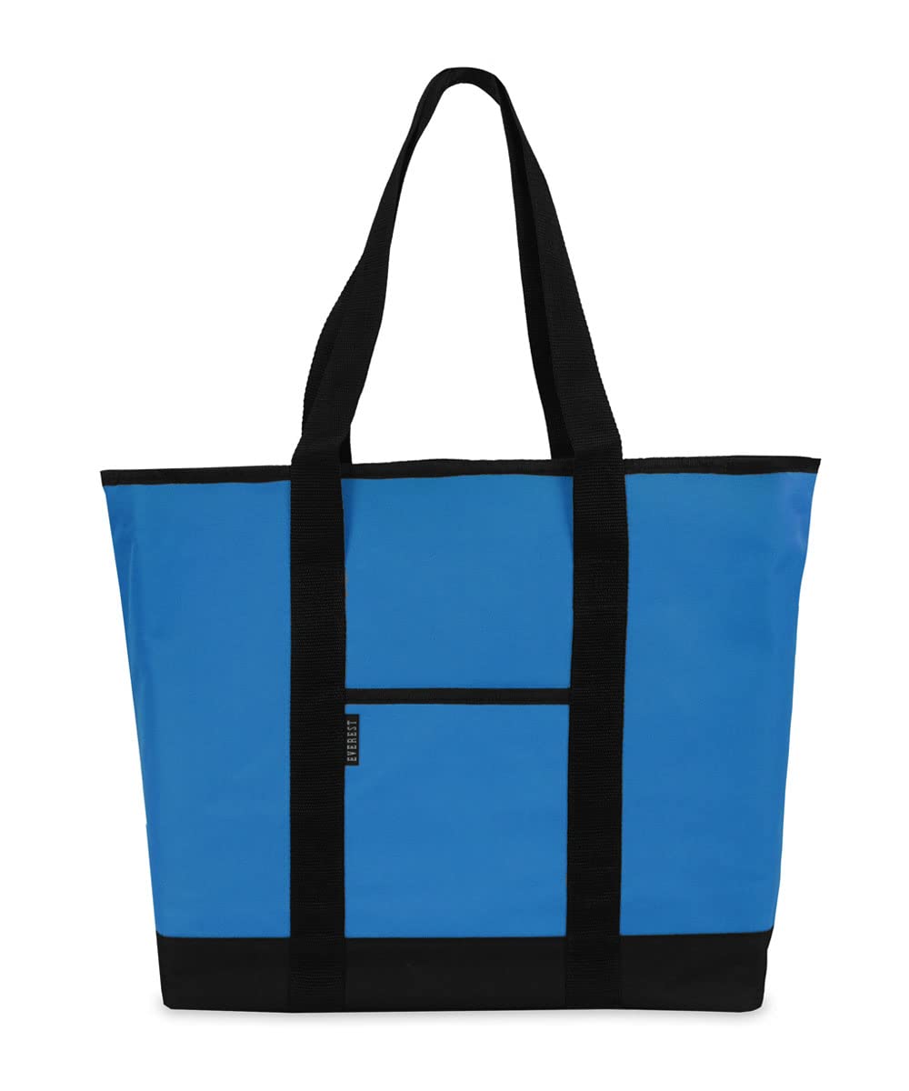 Everest Luggage Shopping Tote Bag - Royal Blue & Black Carryall Tote for Women - Perfect for Travel, Work, Gym & Beach (One Size)