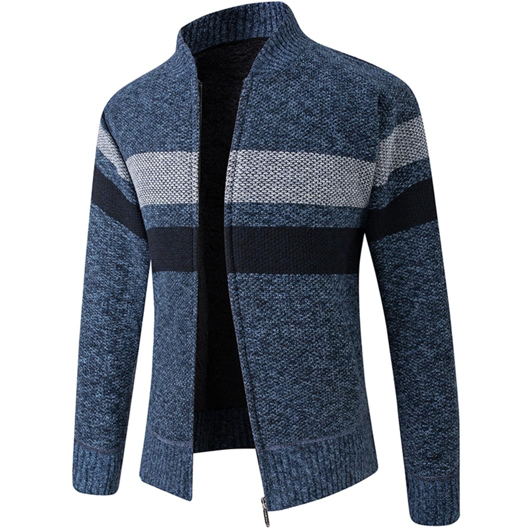 Men's Knitted Winter Fleece Warm Sweater Jacket Slim Cardigan for Everyday Wear - Perfect for Casual Outings, Office & Cold Weather Layering