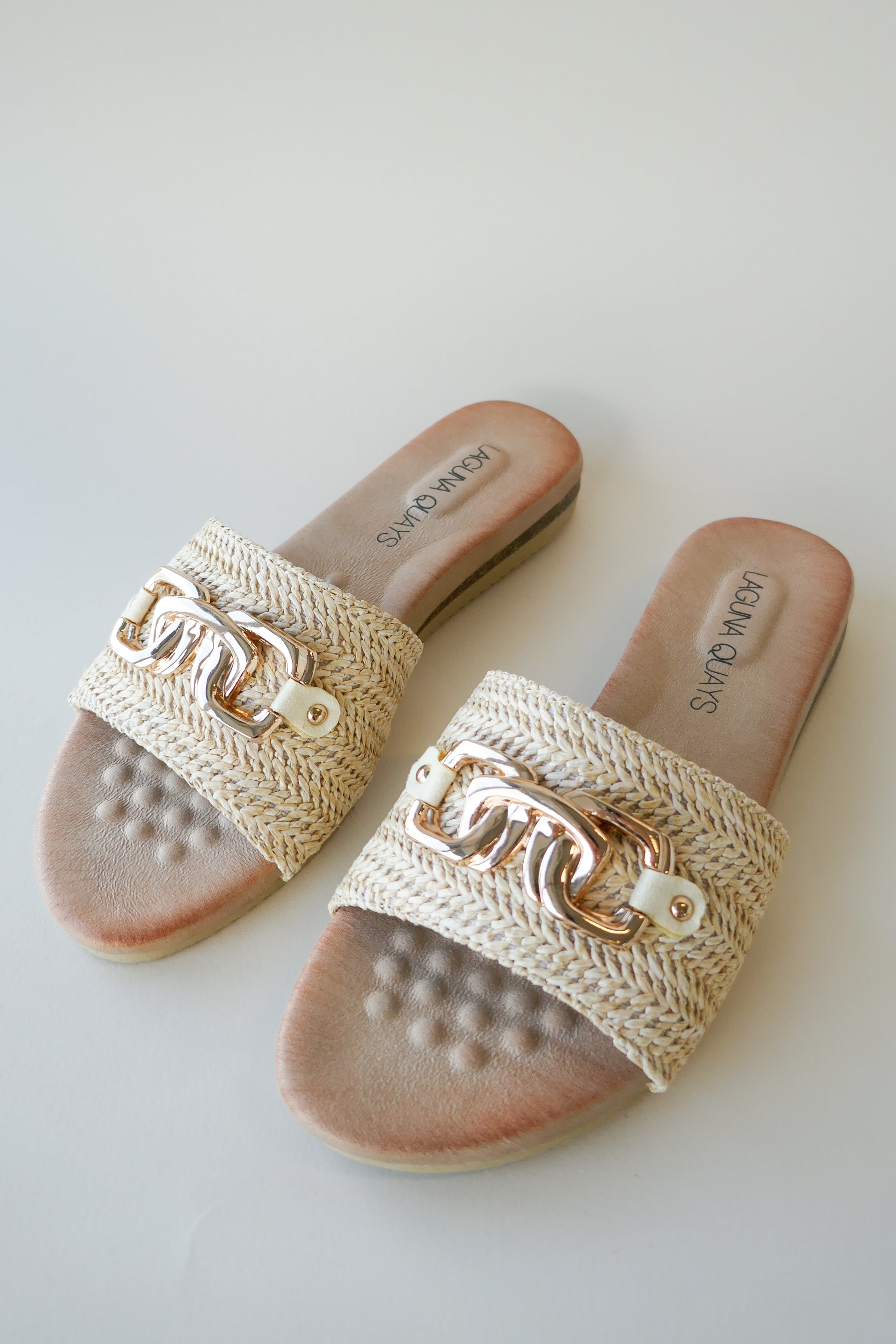 Karmen Beige Raffia Slide Sandals - Comfortable Summer Slides for Women - Perfect for Beach, Pool, and Casual Outings