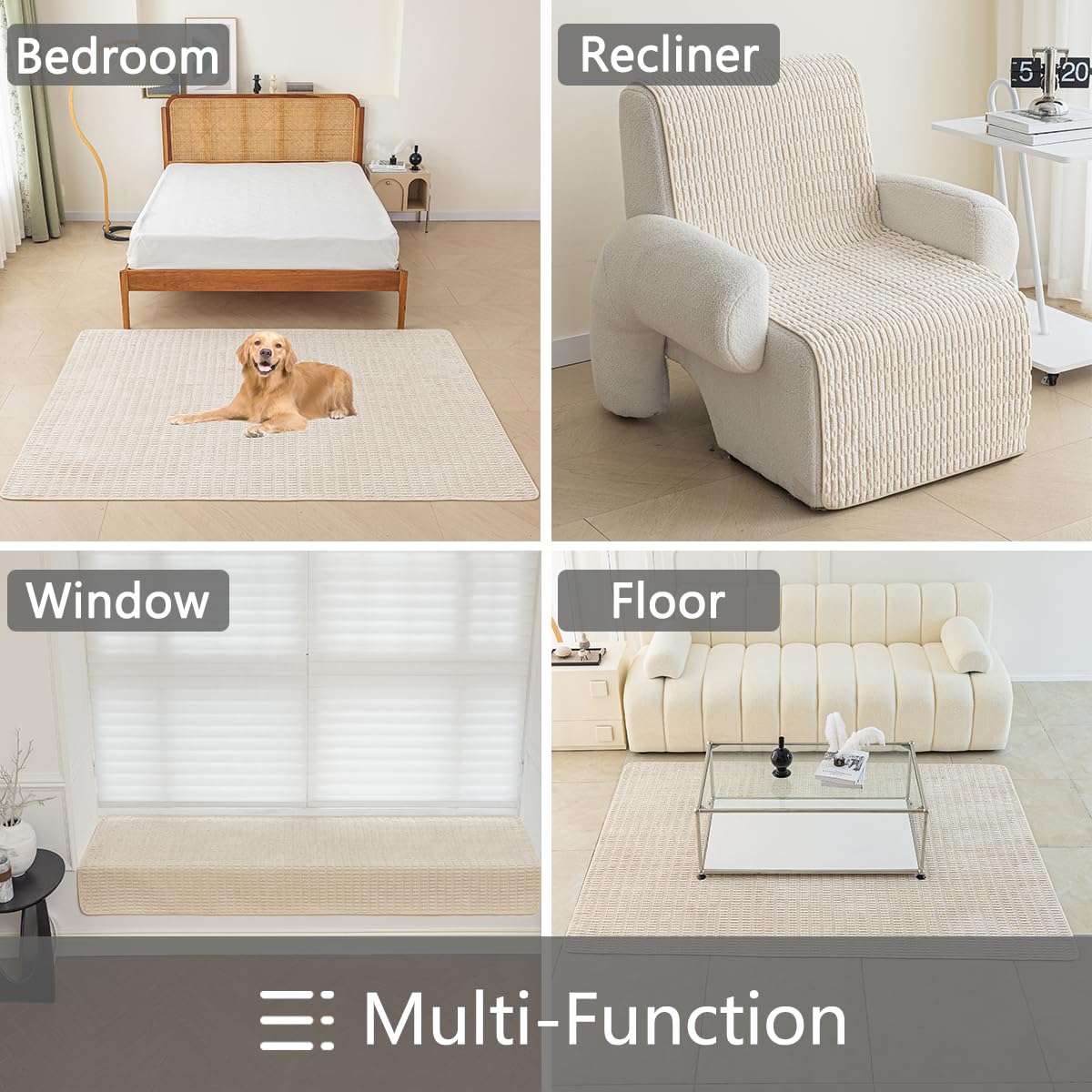 Non-Slip Sofa Arm Covers - 30x30 Inch Cream White Furniture Protector for Couches & Chairs | Perfect for Pets, Kids & Home Decor Protection