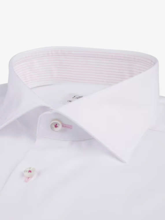 Stenstroms White Solid Long Sleeve Dress Shirt for Men - Classic Office Wear & Formal Occasions