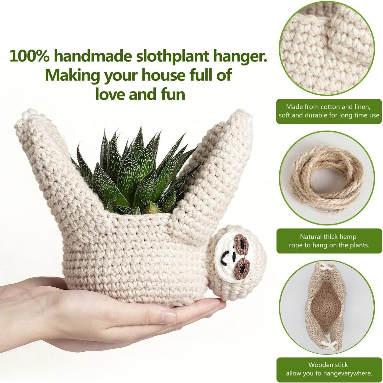Creative Sloth Succulent Hanging Planters - Indoor/Outdoor Garden Decor for Home & Yard