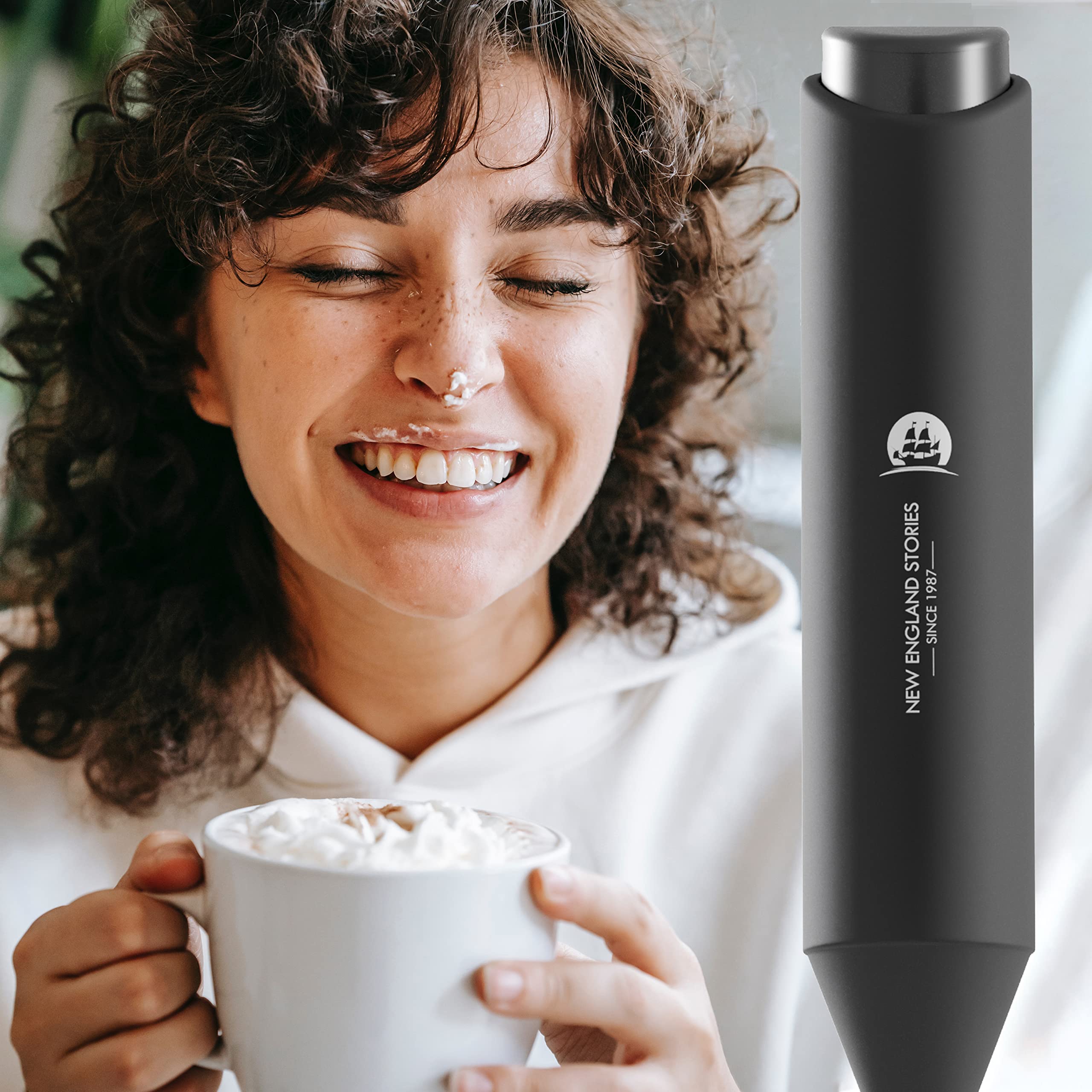 Premium Handheld Milk Frother - Battery-Powered Stainless Steel Whisk for Coffee, Lattes & Cappuccinos | Perfect for Home Baristas & Matcha Lovers | Ideal Gift for Coffee Enthusiasts | Use for Frothing Milk, Mixing Drinks & Creating Cafe-Style Beverages at Home