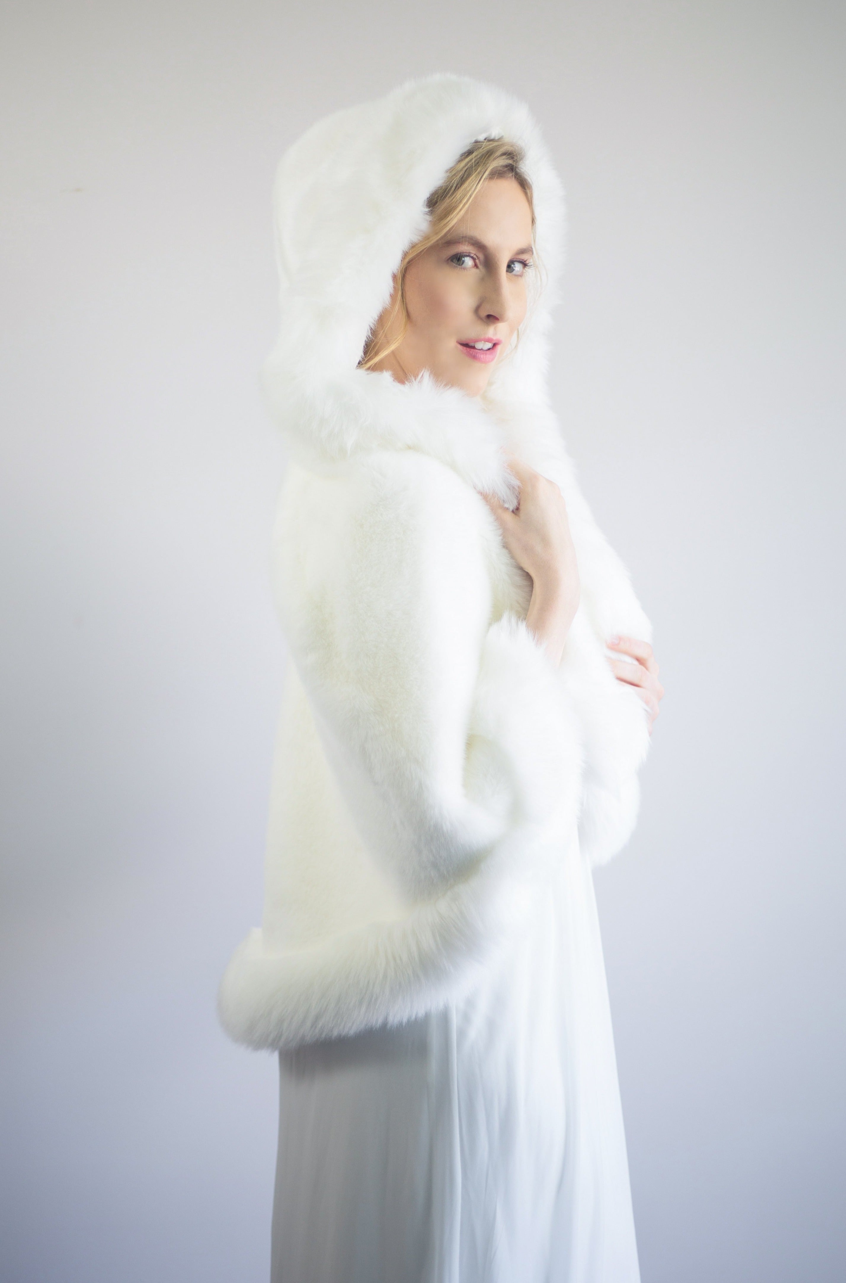 Ivory White Fur Cape - Elegant Winter Shawl for Women | Juliet Wht01 | Perfect for Weddings, Parties & Cold Weather Fashion