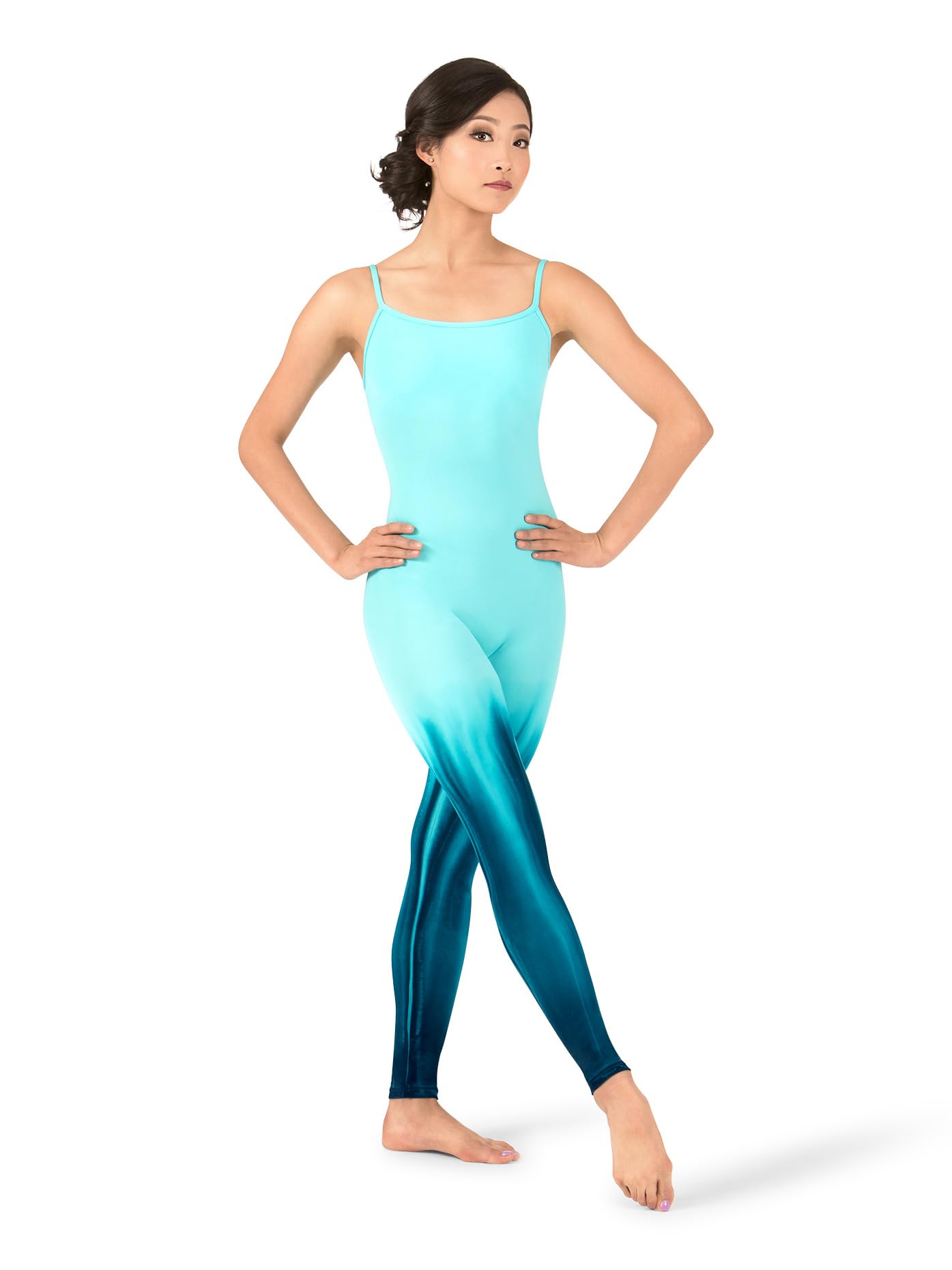 Hand-Painted Watercolor Camisole Unitard for Women - Floral Artistic Bodysuit for Dance, Yoga & Fashion