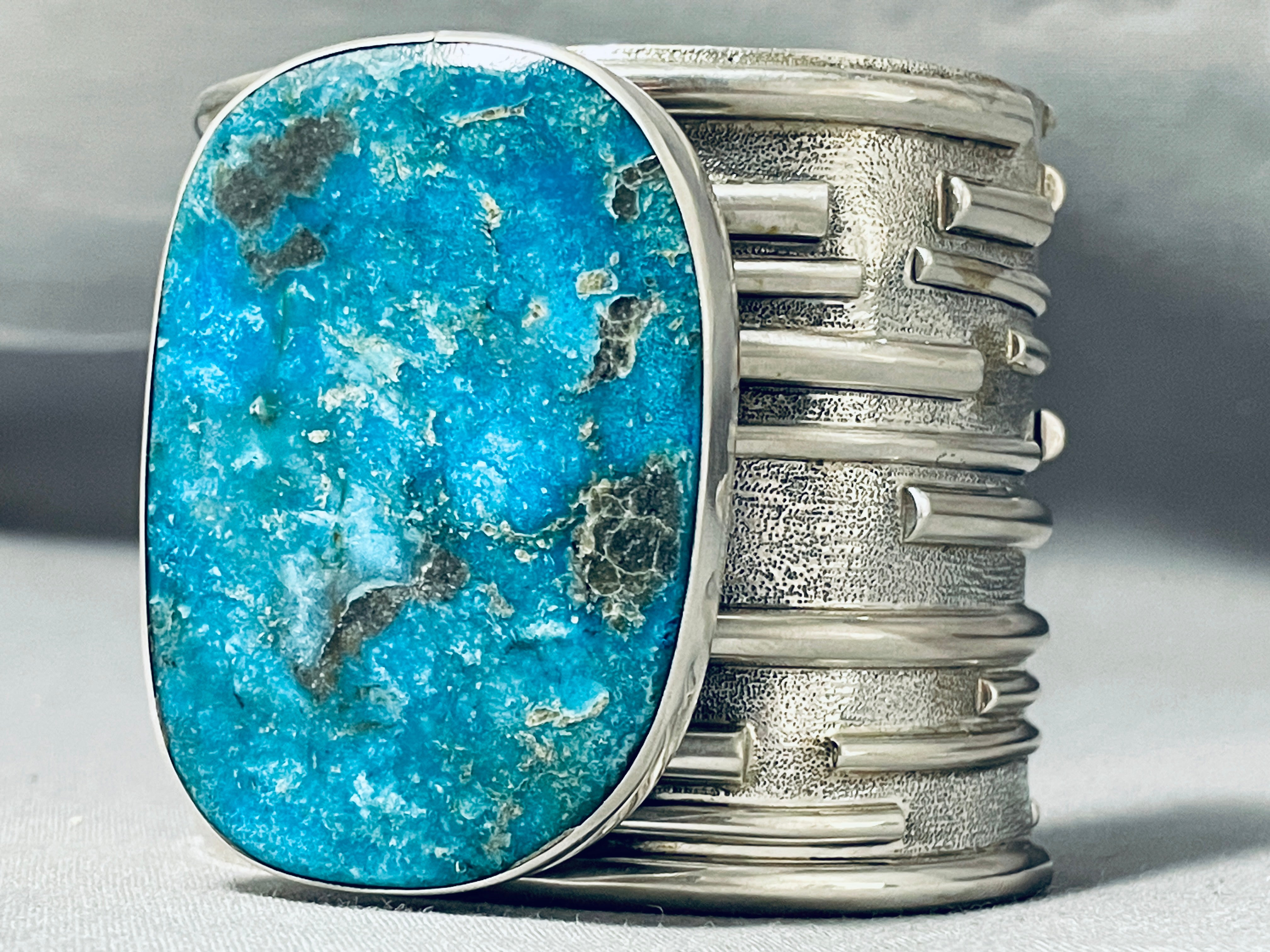 200g Monster Gilbert Turquoise Navajo Sterling Silver Bracelet - Handmade Native American Jewelry for Women & Men - Perfect for Boho, Western & Festival Fashion