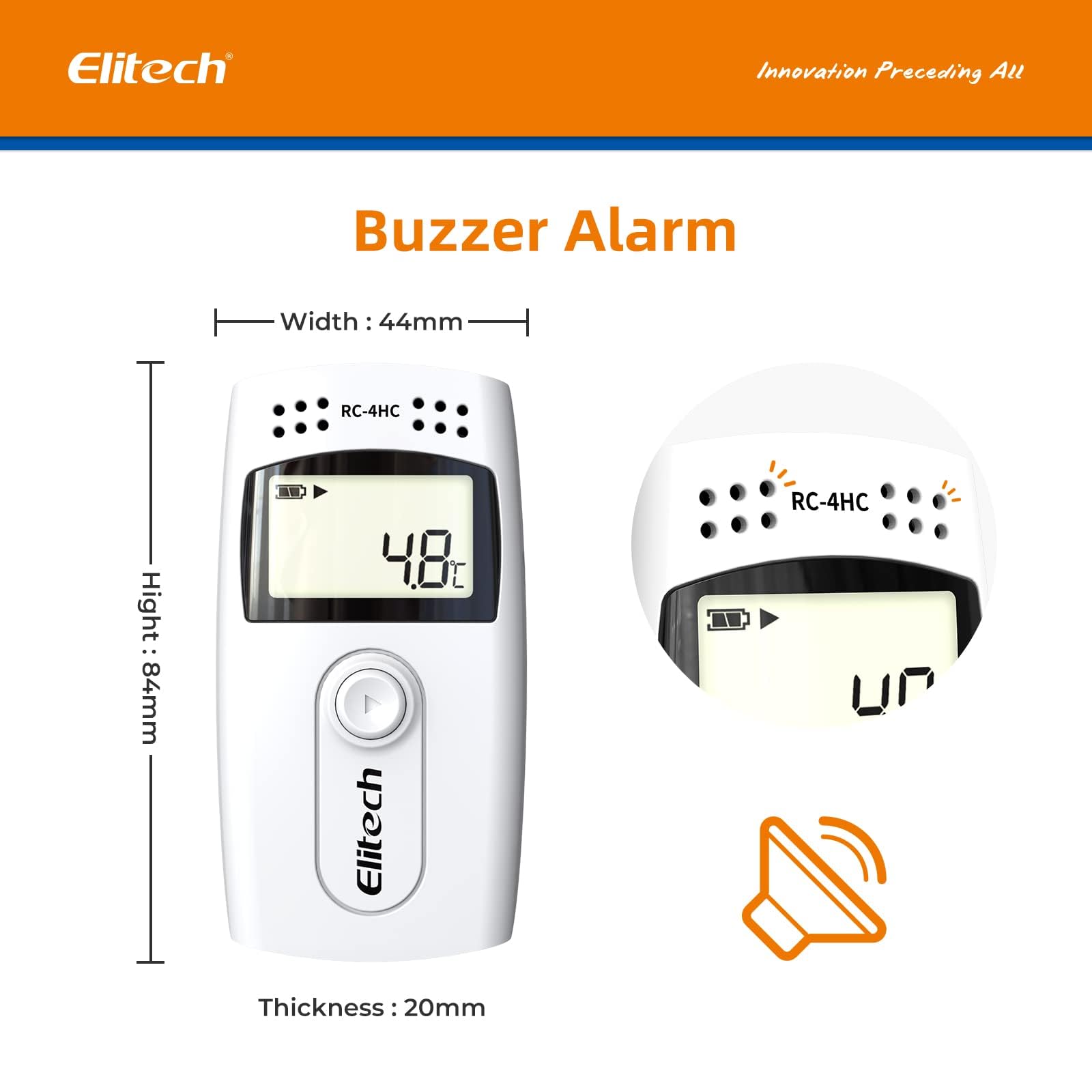Elitech Digital Temperature Humidity Data Logger for Medical Refrigerators & Vaccine Fridges - RC-4HC Wireless Thermometer Hygrometer (5 Pack) - Perfect for Hospitals, Pharmacies & Laboratory Monitoring