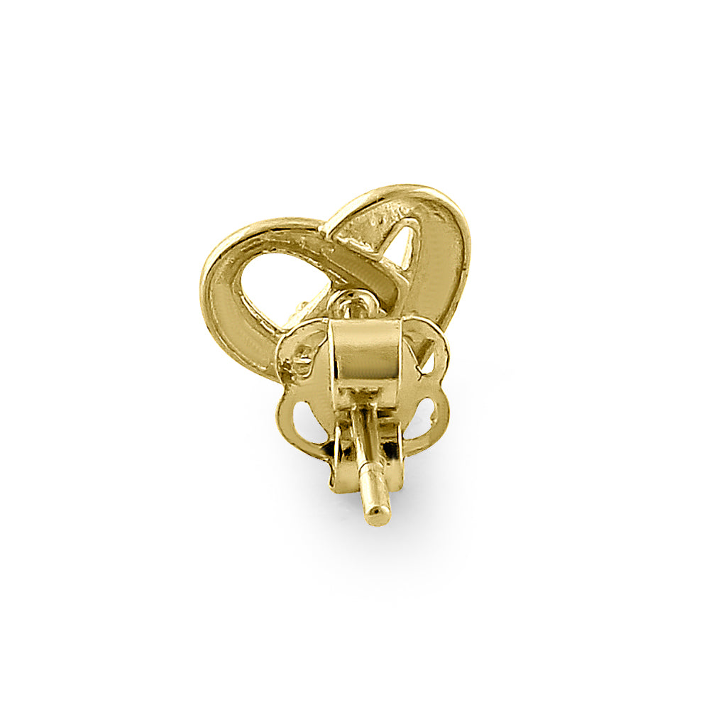 14K Yellow Gold Overlapping Heart Diamond Stud Earrings for Women - Perfect for Valentine's Day, Anniversary Gifts & Everyday Elegance