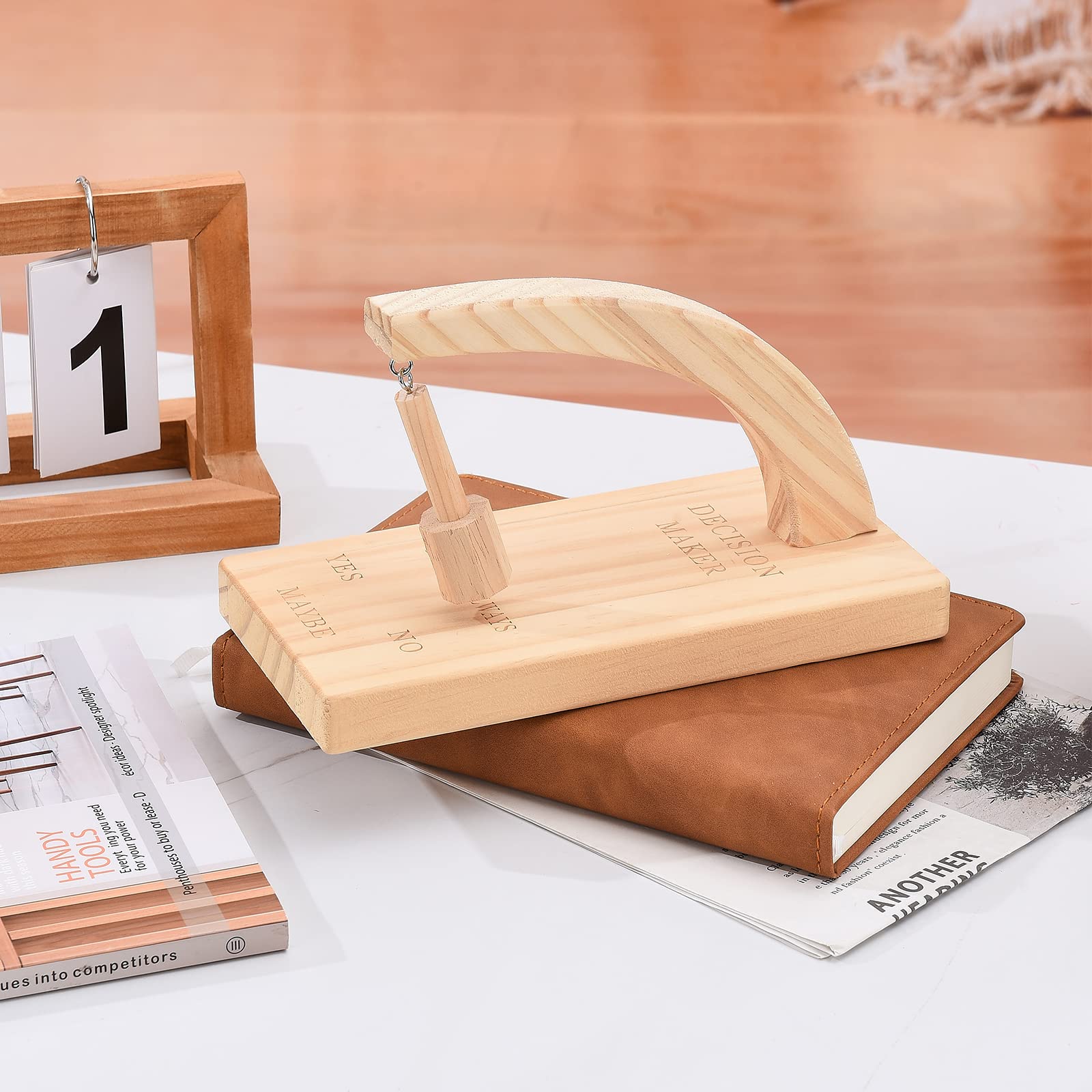 Wooden Magnetic Decision Maker Swing Pendulum - Fun Desk Tabletop Game Toy for Office & Home (Yellow, 10x20.3x3 cm) | Perfect for Decision Making, Stress Relief & Party Games