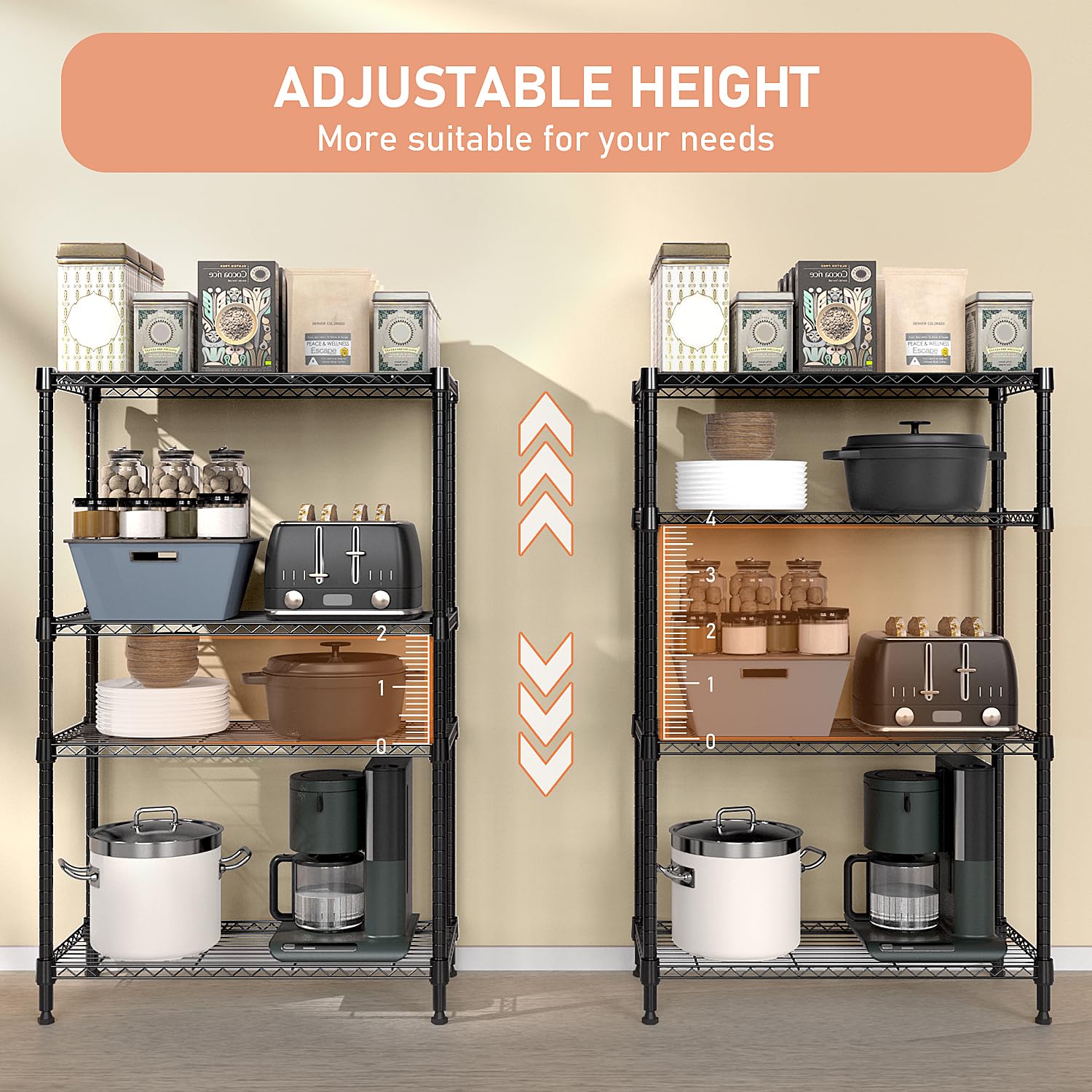 MZG 4-Tier Heavy Duty Metal Wire Shelving Unit - 1400 lbs Capacity, 15.8