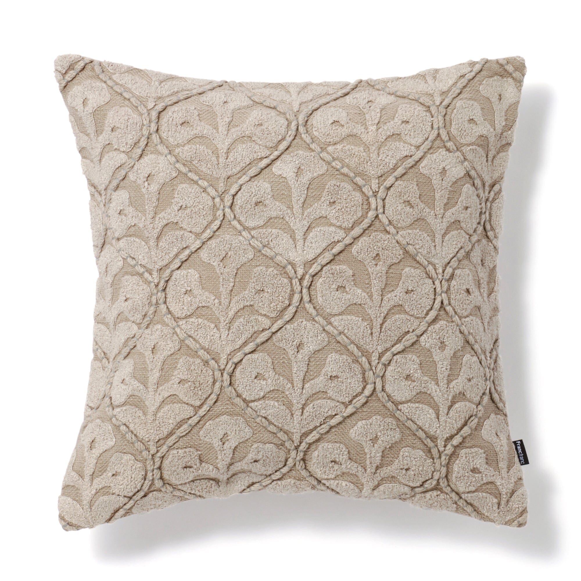 Ethnic Embroidered Cushion Cover 18x18 Inches Grey - Bohemian Home Decor for Sofa, Bed, Living Room