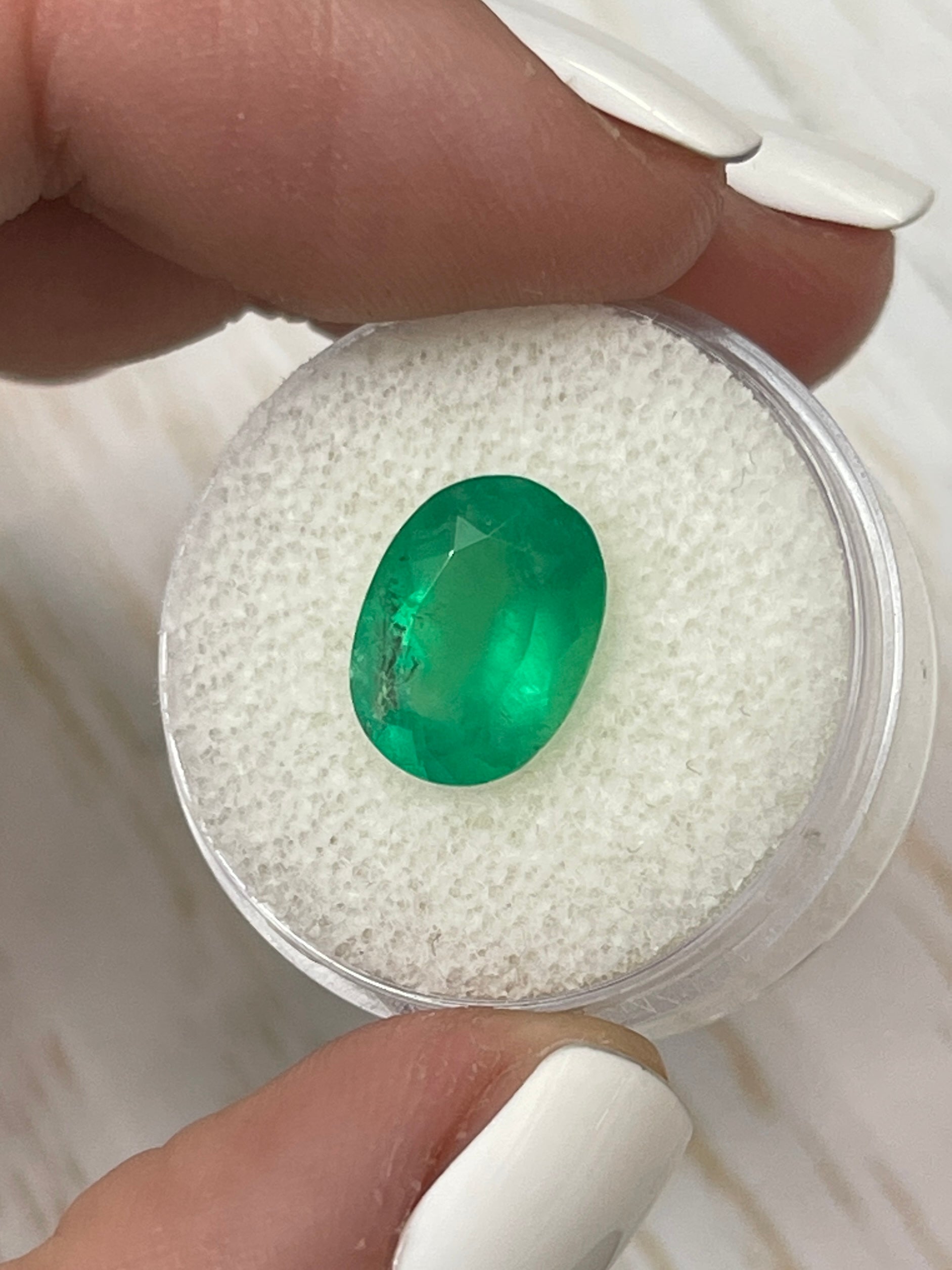 3.46 Carat Neon Green Natural Loose Colombian Emerald Oval Cut Gemstone for Jewelry Making & Engagement Rings | High-Quality Loose Emerald for Necklaces, Earrings & Custom Designs