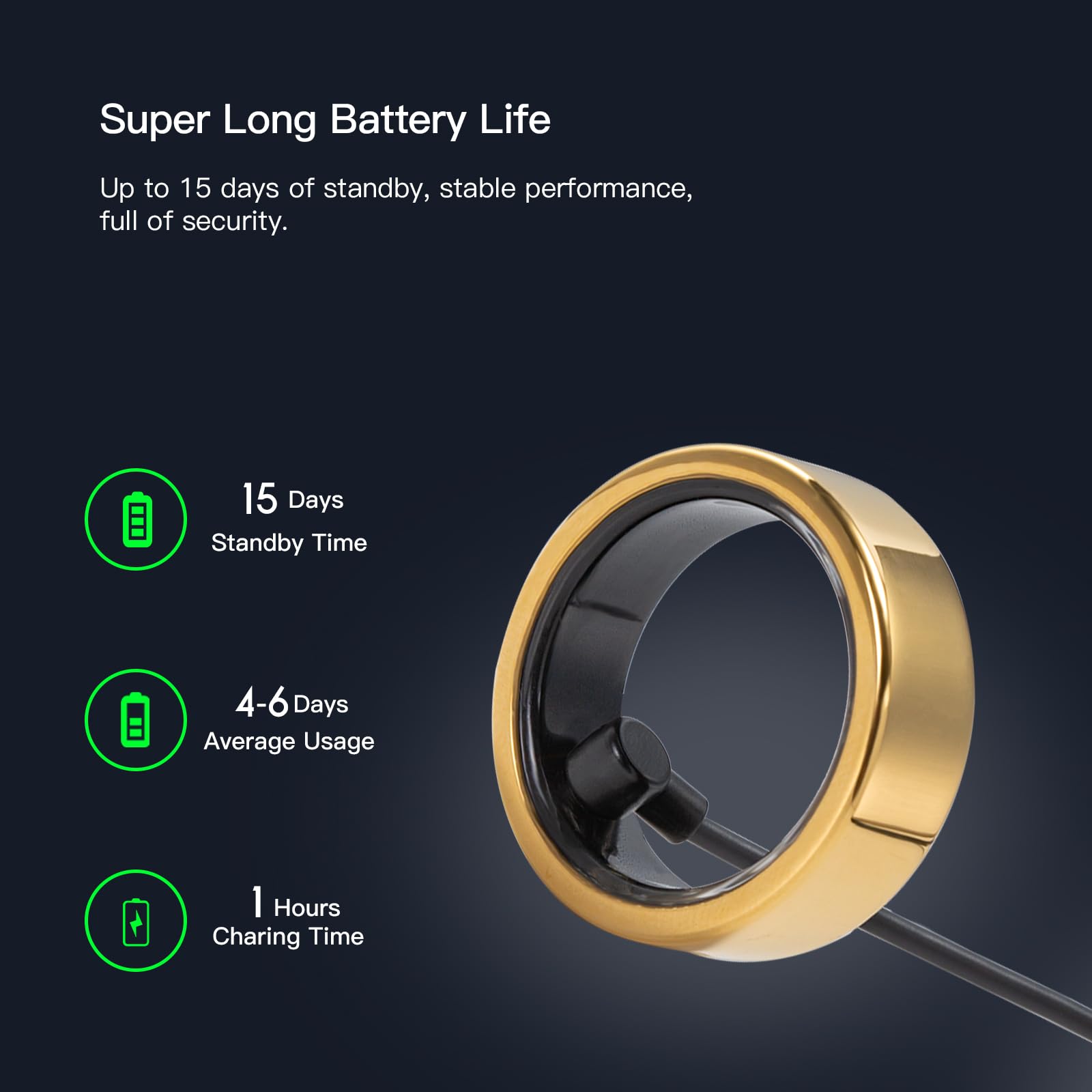 Smart Ring Health Tracker - Fitness & Sleep Monitor with Heart Rate, Blood Oxygen & Bluetooth - Water Resistant Activity Tracker for Men & Women - Perfect for Workouts, Sleep Analysis & Daily Health Tracking