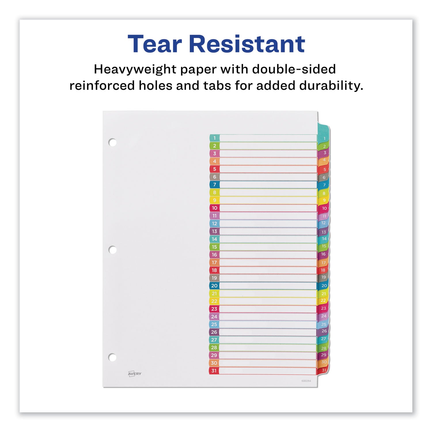 Avery® Customizable TOC Ready Index Multicolor Tab Dividers - 31 Tabs (1-31), 11