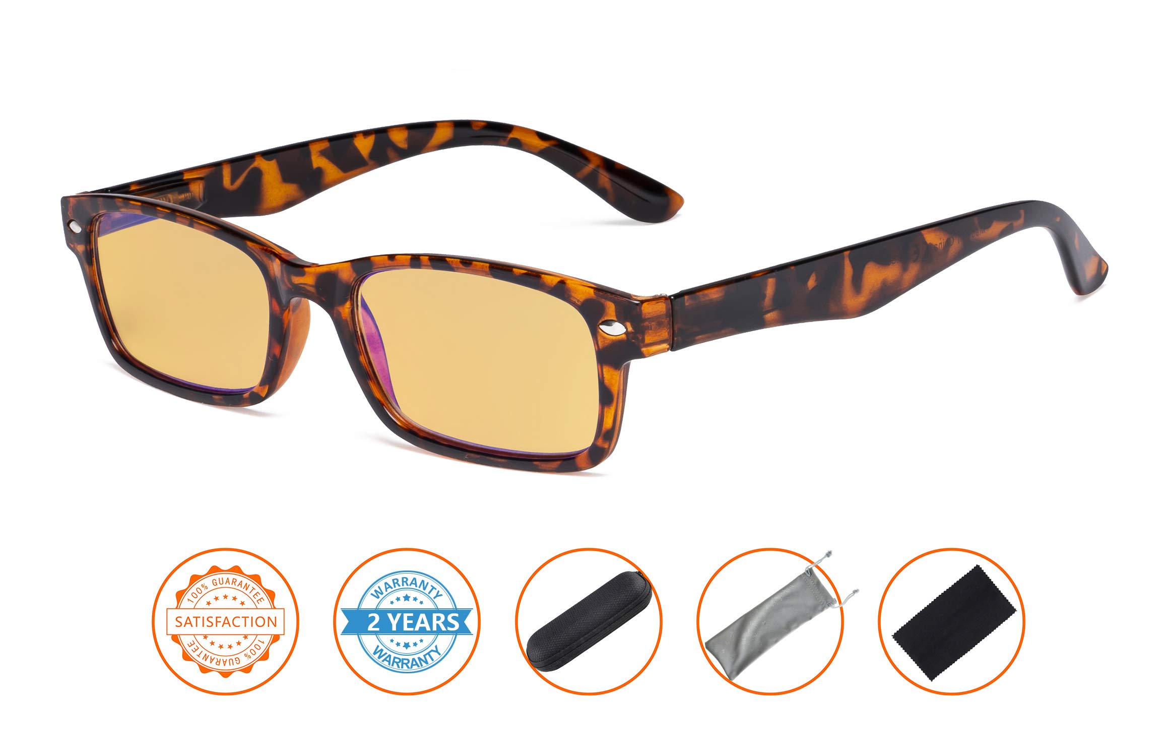 CessBlu Amber Tinted Blue Light Blocking Glasses for Men & Women - Anti Eye Strain for Computer Work, Gaming & Reading | Reduce Digital Fatigue for Office & Home Use