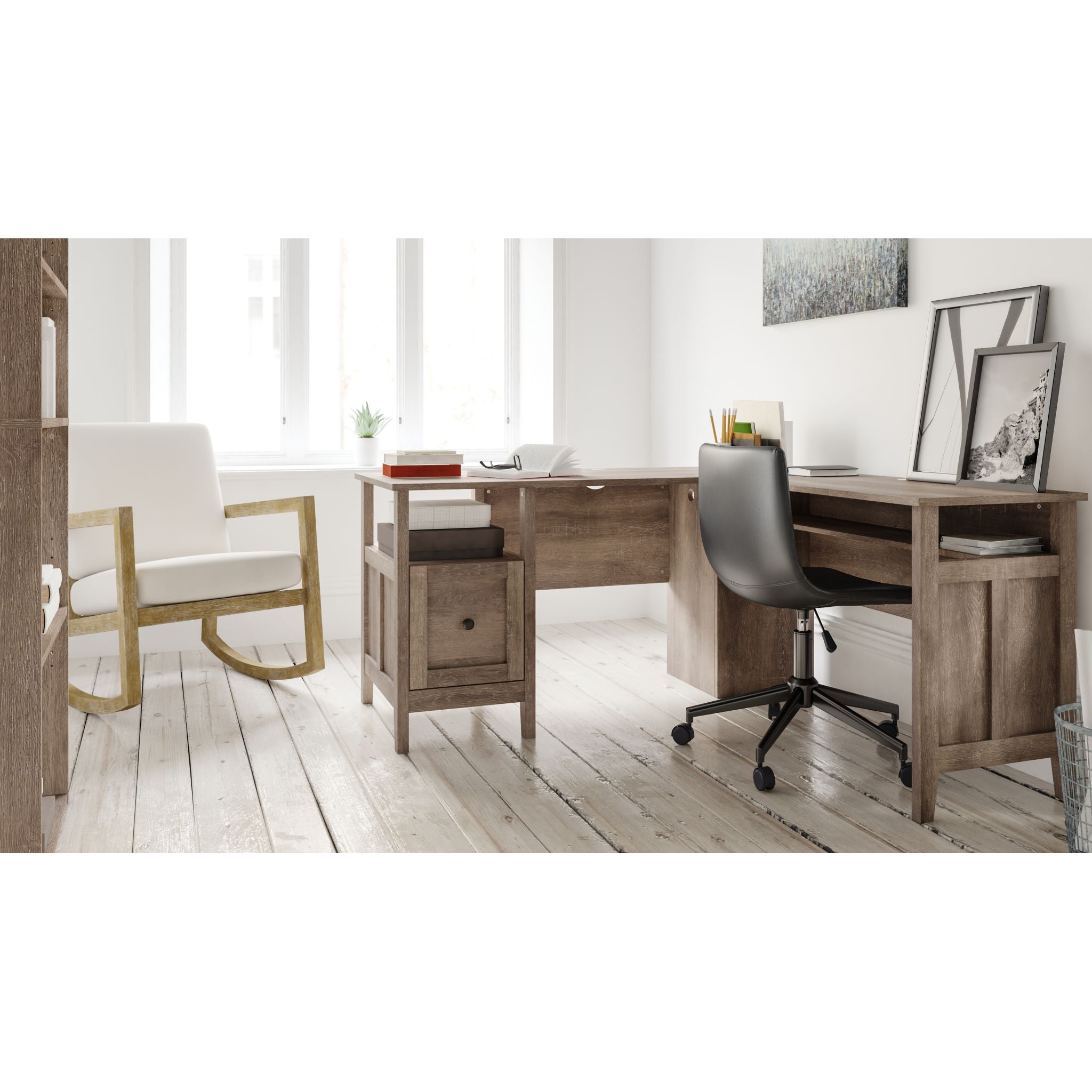 Arlenbry 2 Piece Modern Office Desk Set in Gray - Perfect for Home Office, Study Room & Small Workspace
