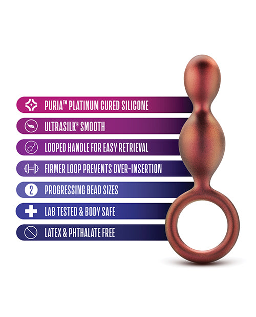 Anal Adventures Matrix Duo Loop Silicone Butt Plug with Copper Accents - Comfortable & Stimulating Anal Toy for Couples & Solo Play