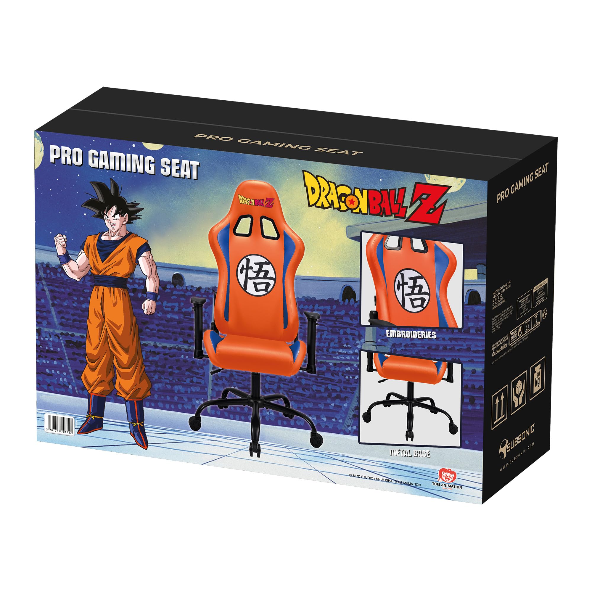 Dragon Ball Z Licensed Gaming Chair - Ergonomic Design with Adjustable Backrest & Armrests - Subsonic DBZ Gaming Chair for Adults - Perfect for Gaming, Streaming & Office Work